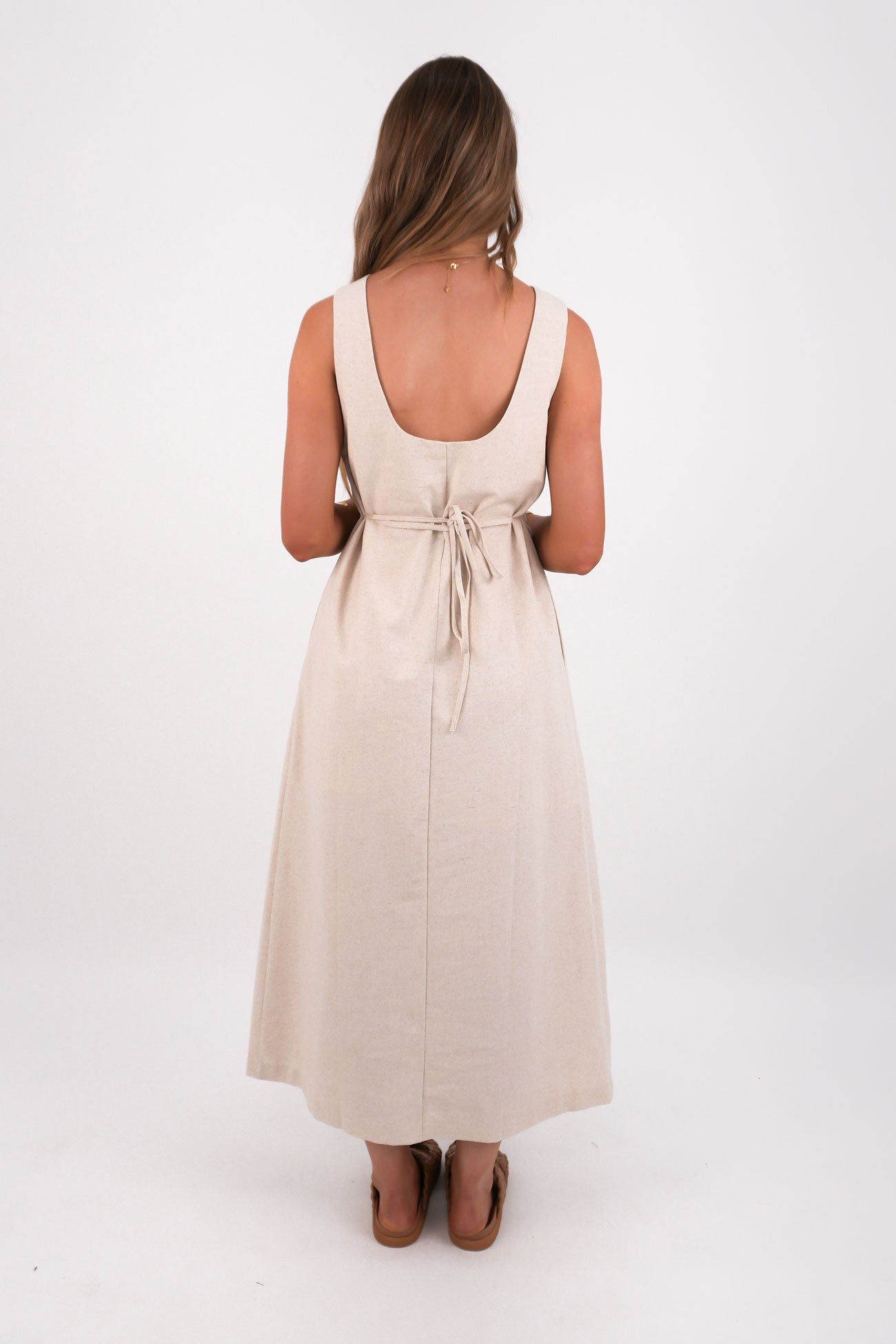 Tallow Tie Maxi Dress Natural