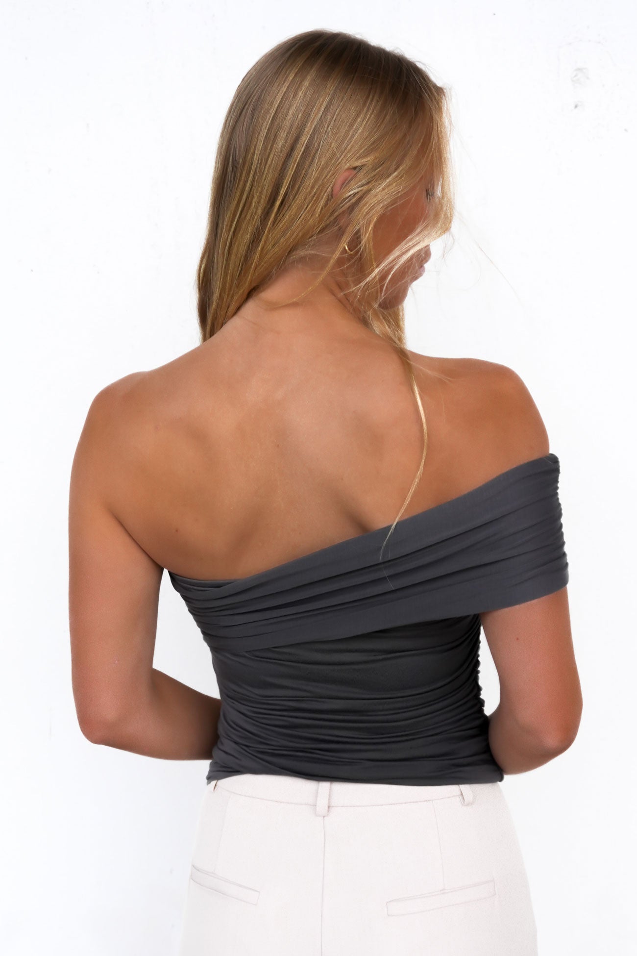 Tanner-Ruched-One-Shoulder-Top-Charcoal-bjpg