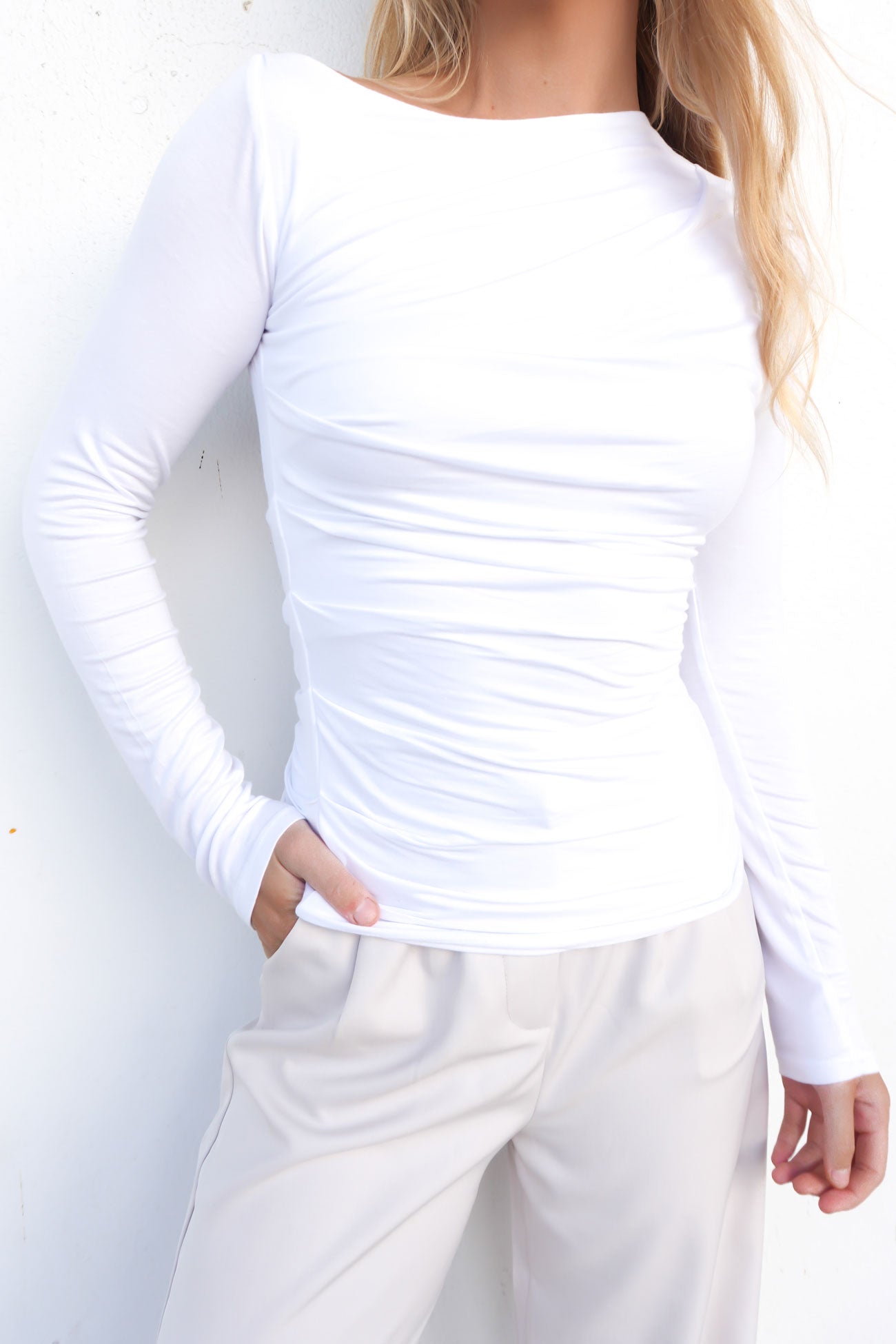 Tanner-Ruched-Top-White-f3jpg