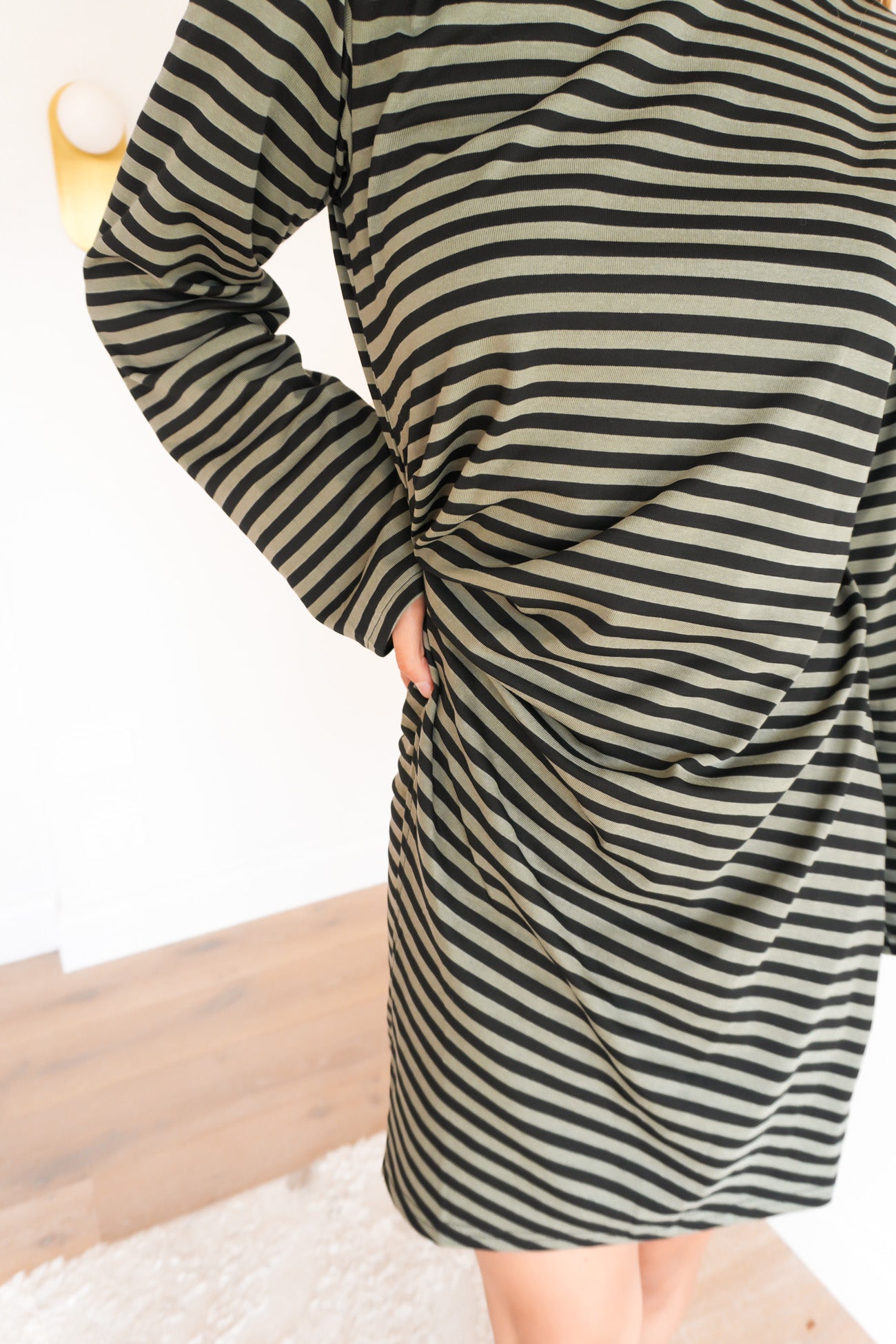 Teegan Mini Dress Olive Stripe