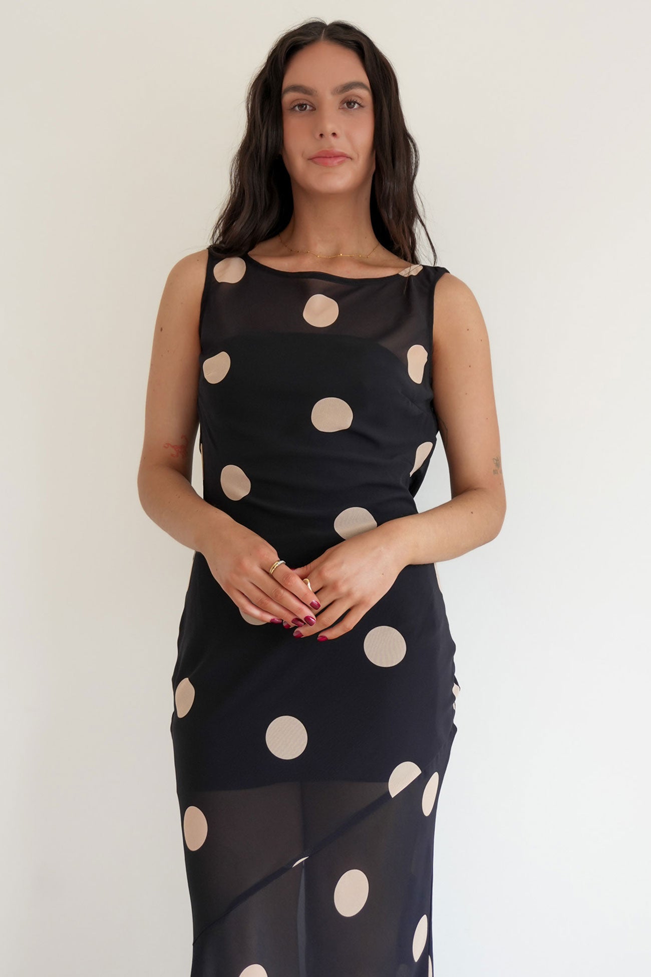 Teigan Maxi Dress Black Polka Dot