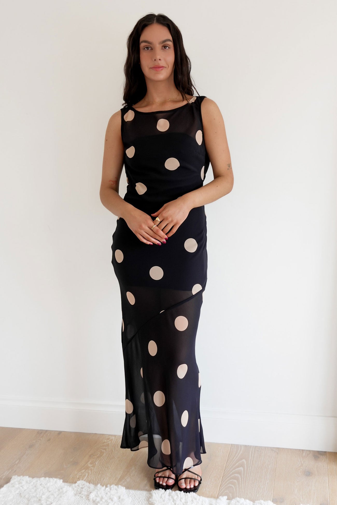 Teigan Maxi Dress Black Polka Dot