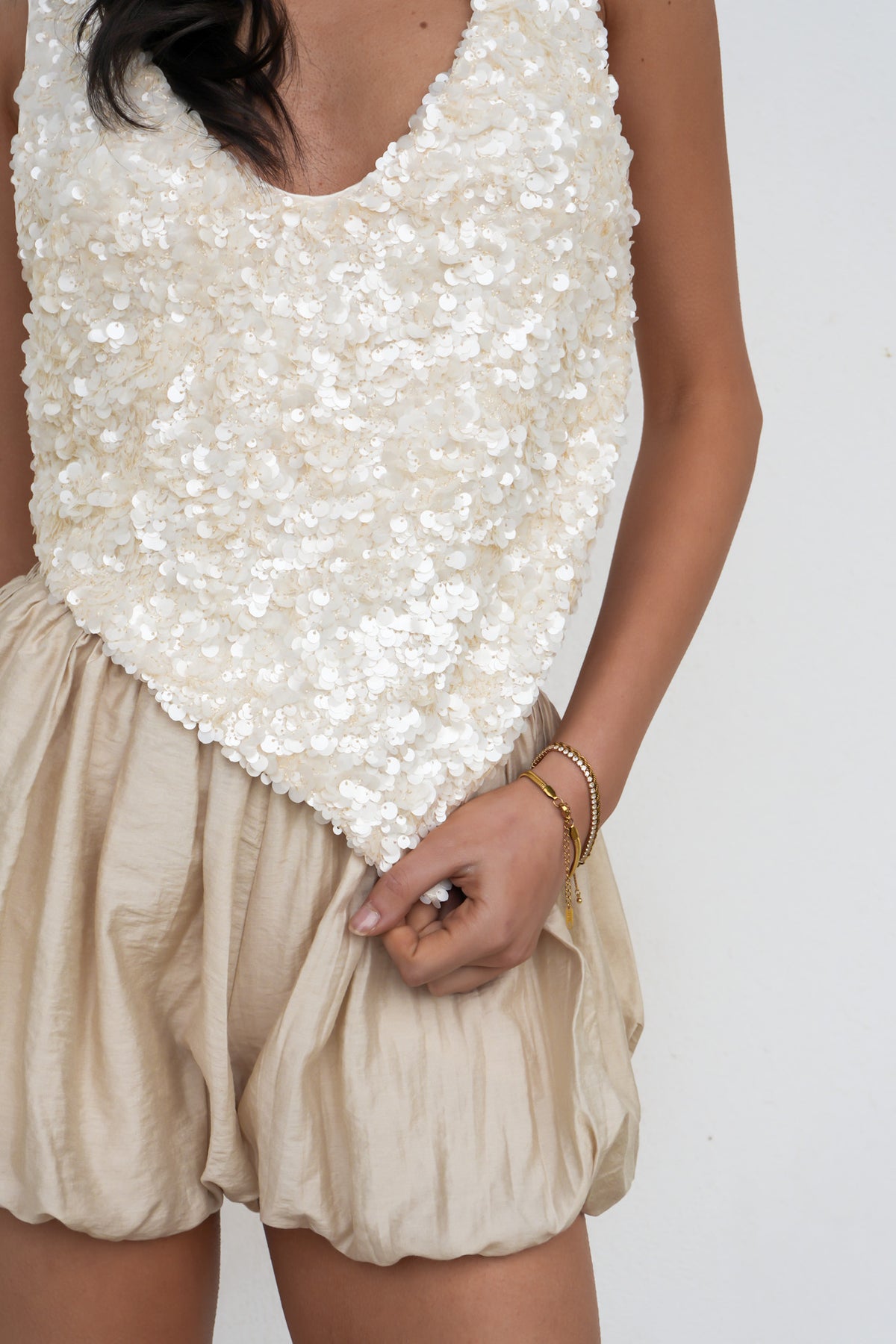 Tessie Sequin Top White