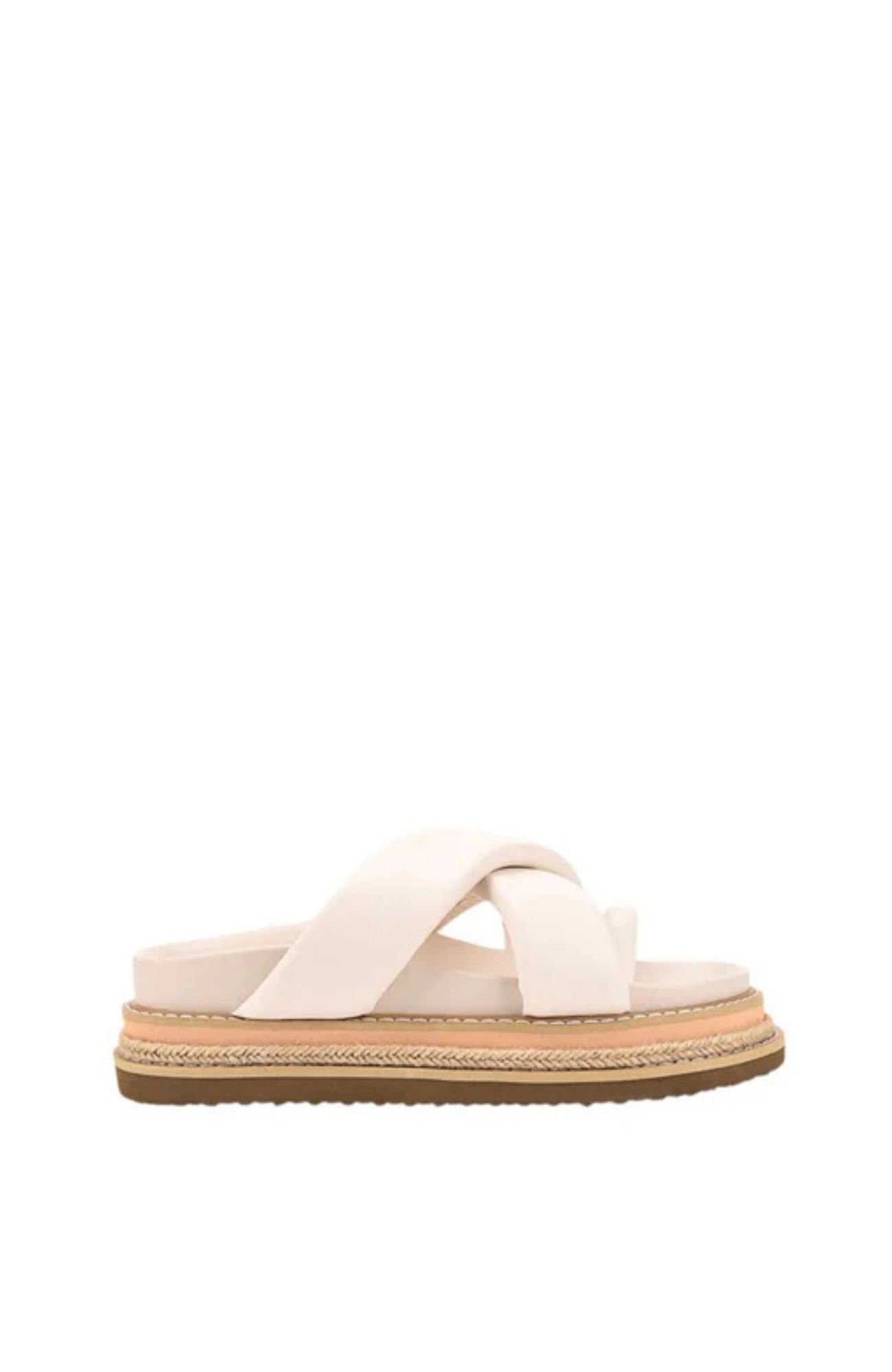Thelma Flatform Slides Bone White