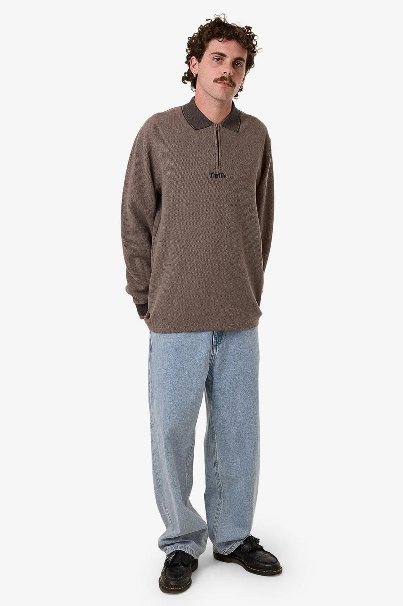 Thrills Union Rugby Jacquard Polo Falcon Black