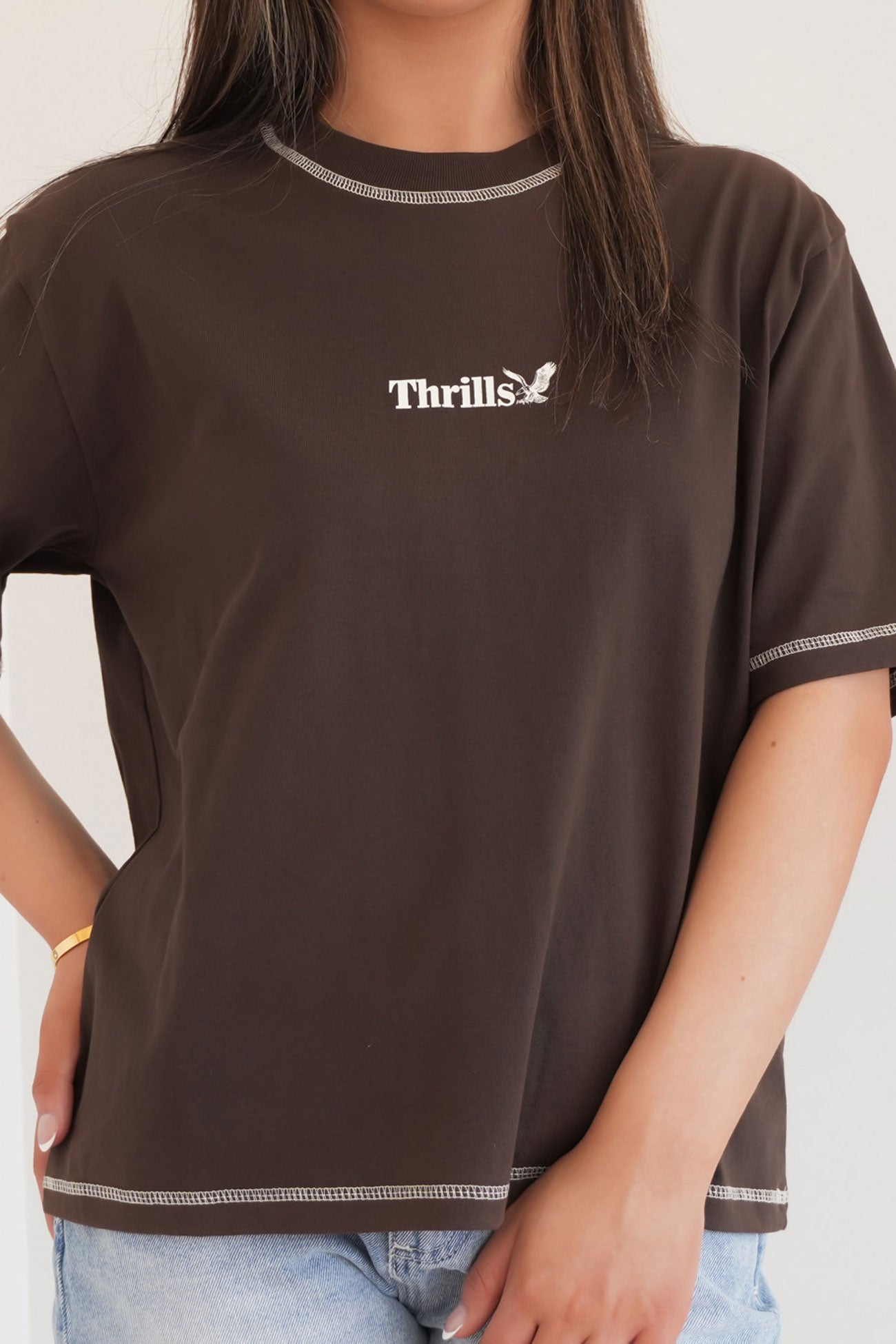 Thrills Workwear Square Tee Postal Brown