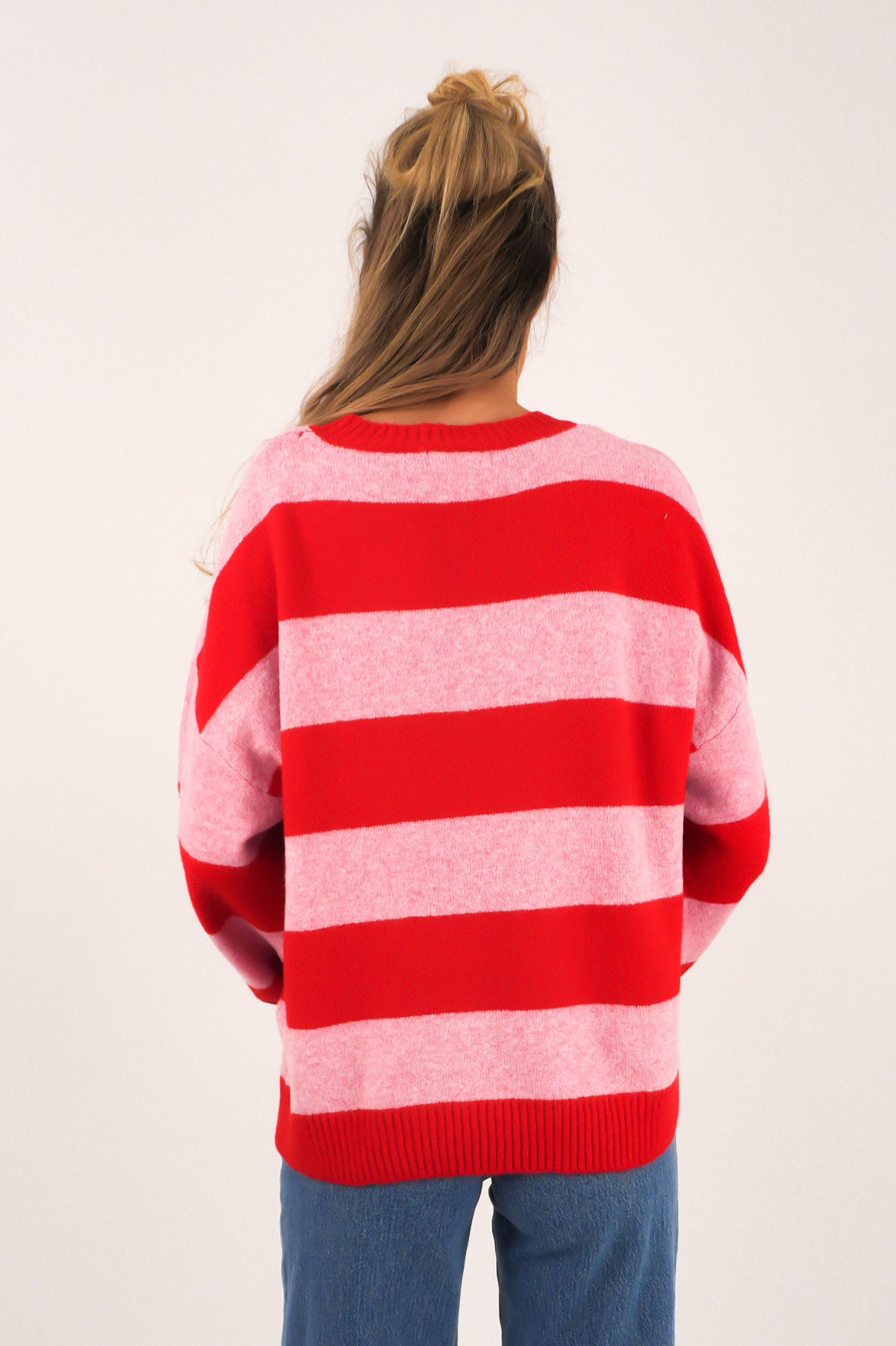 Tiva Knit Jumper Red Pink Stripe