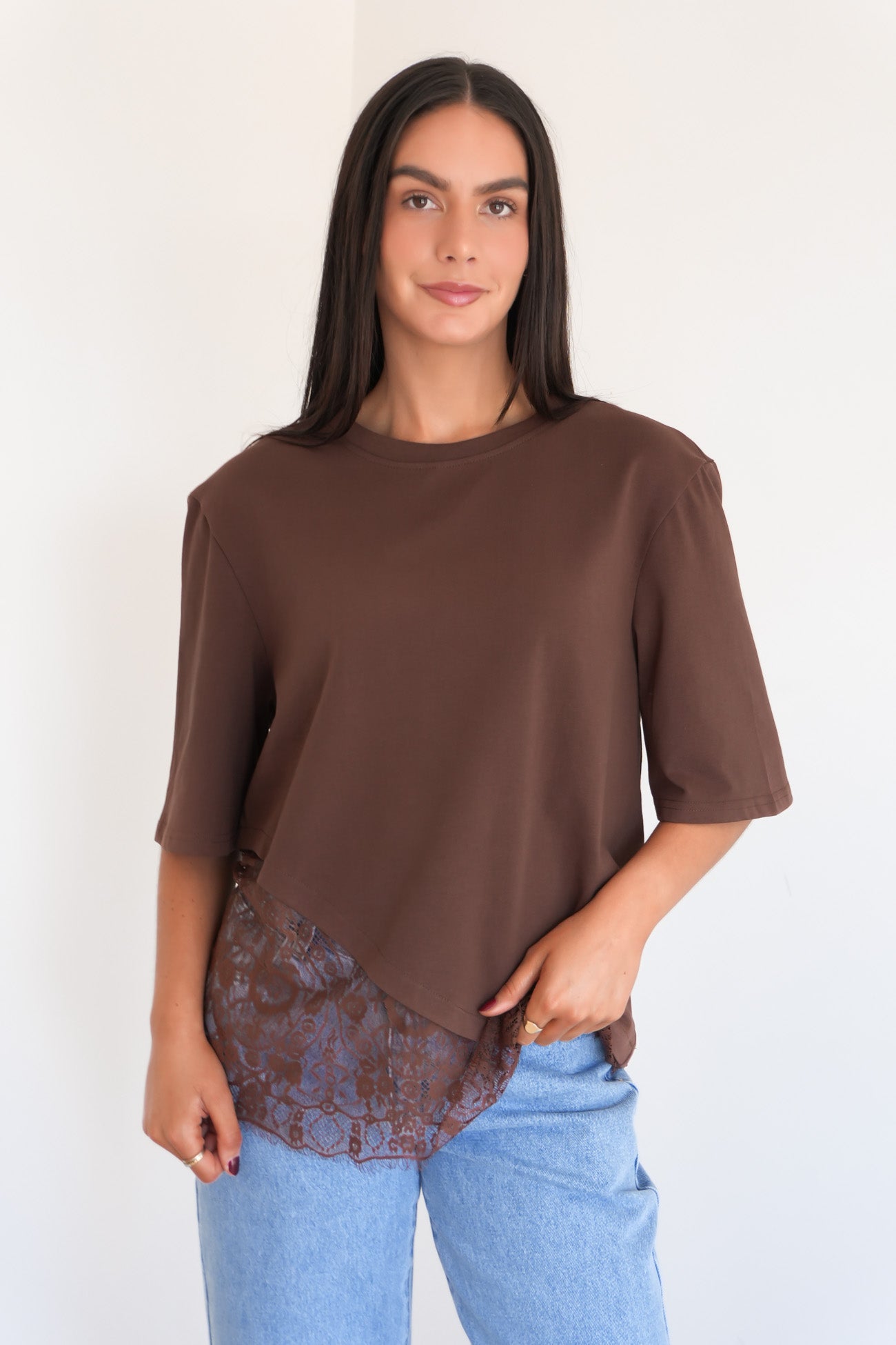 Tommi Lace Tee Chocolate