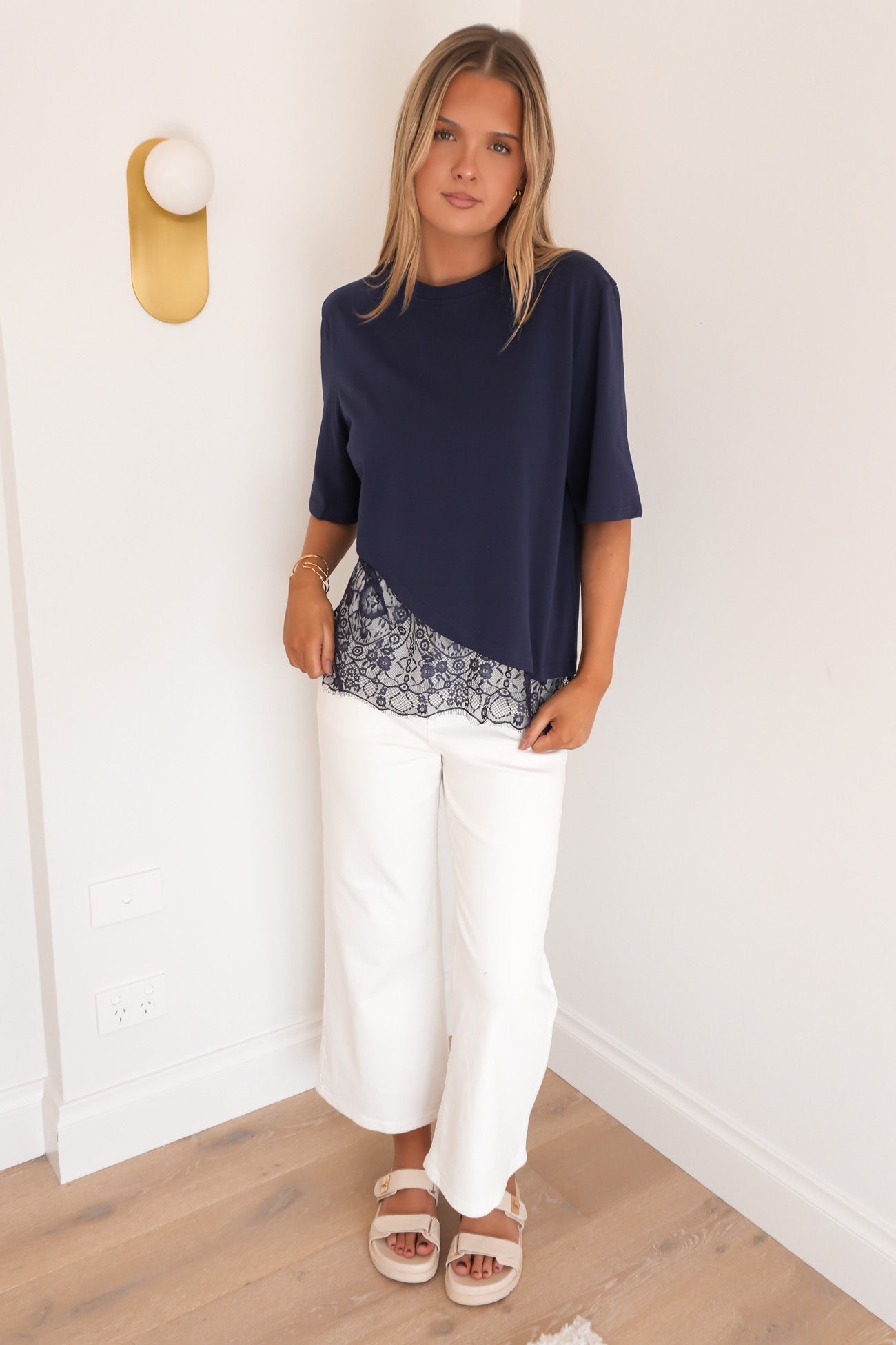 Tommi Lace Tee Navy