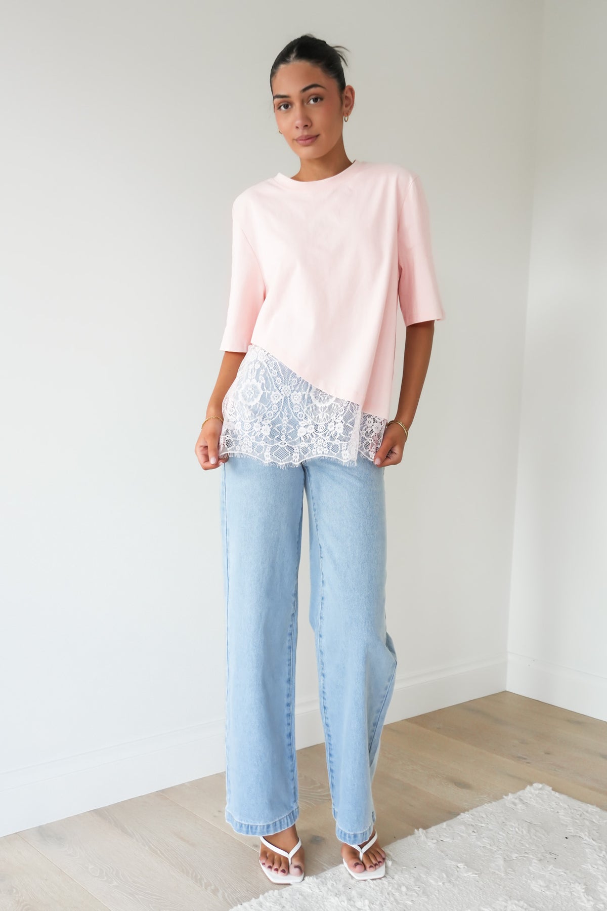 Tommi Lace Tee Pink