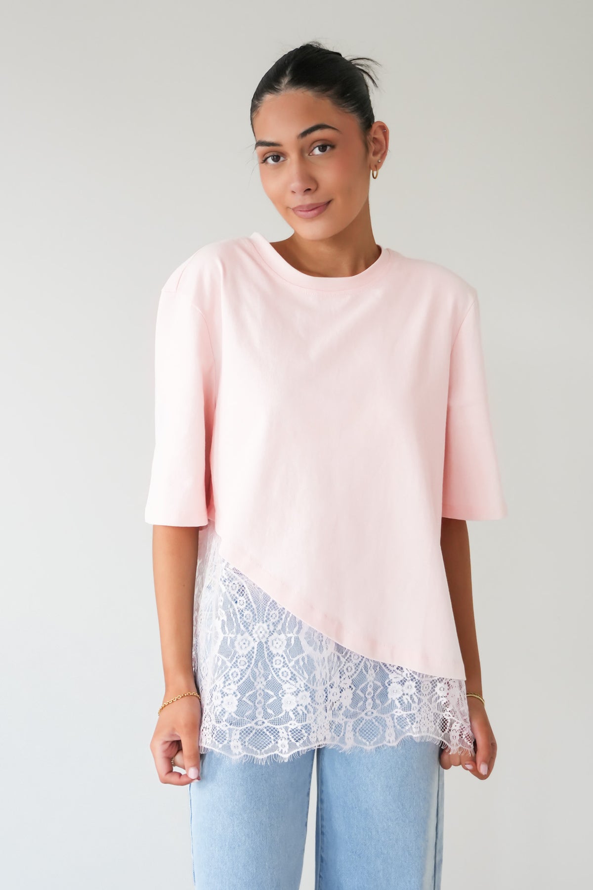 Tommi Lace Tee Pink