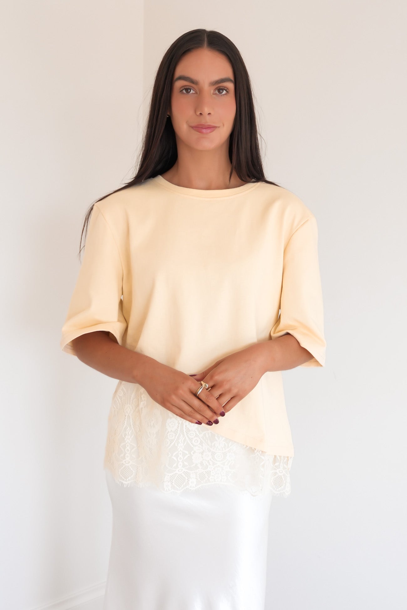 Tommi Lace Tee Yellow