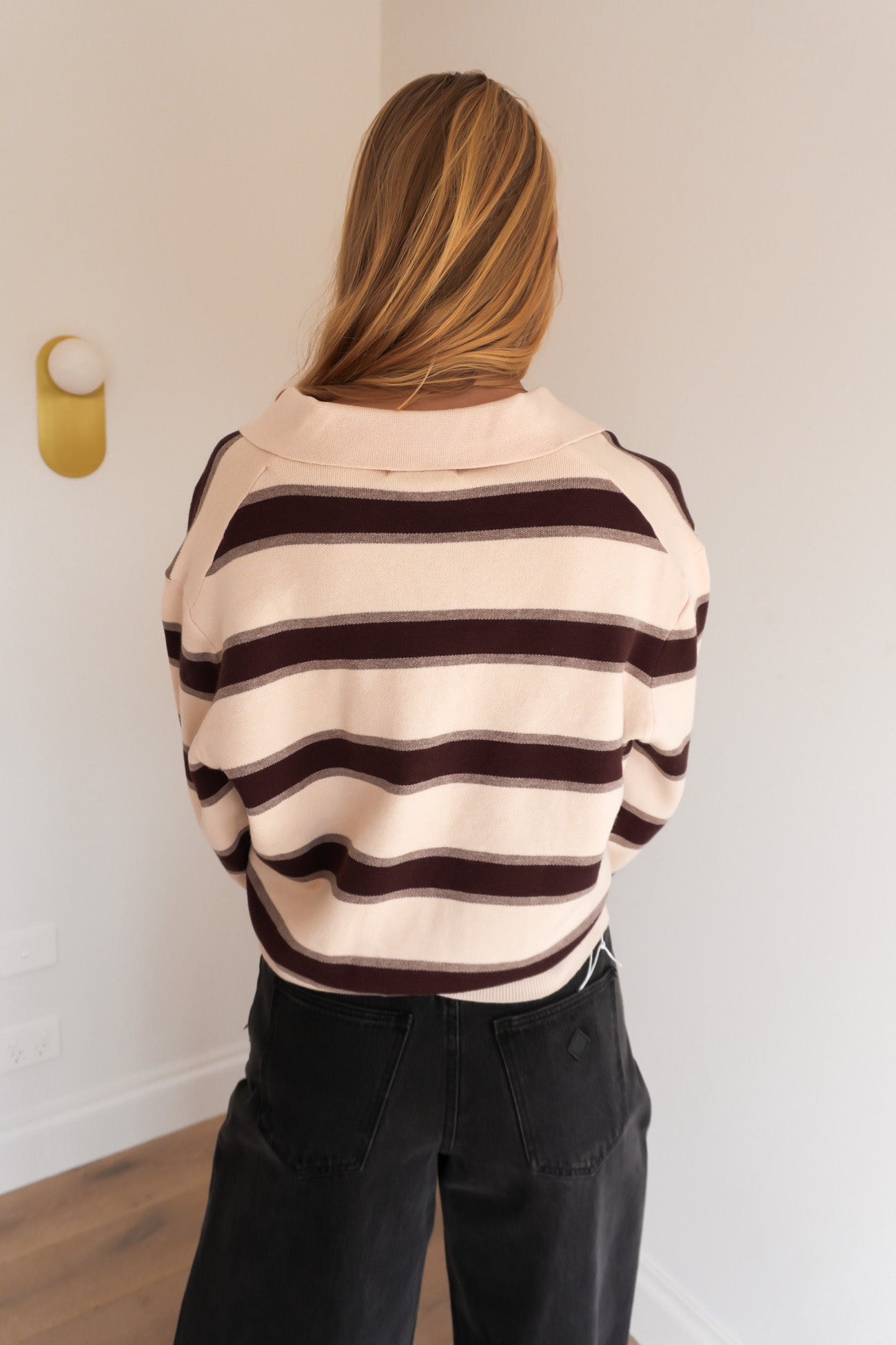 Toni Rugby Knit Jumper Latte Stripe
