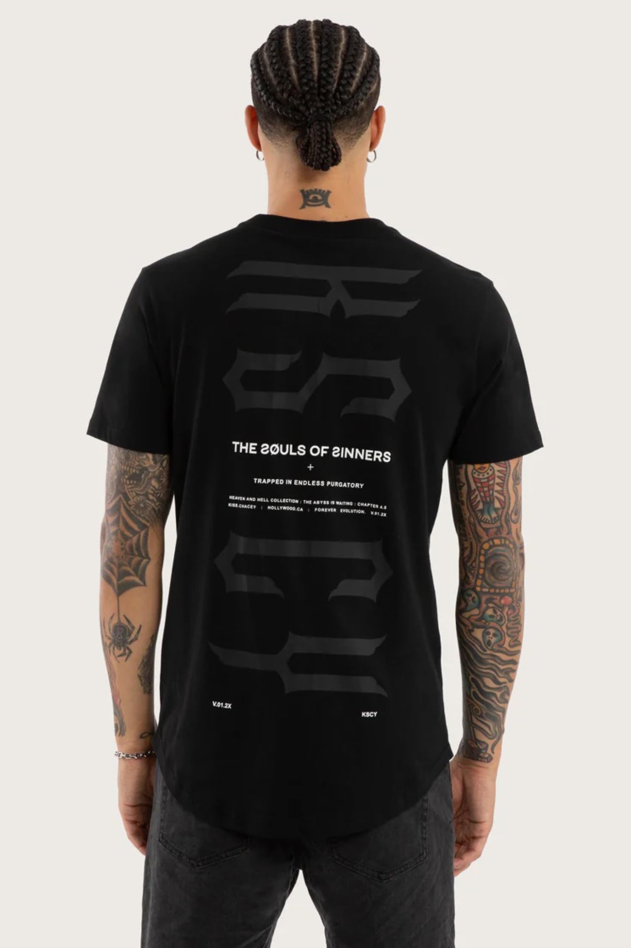 Trapped Dual Curved Tee Jet Black