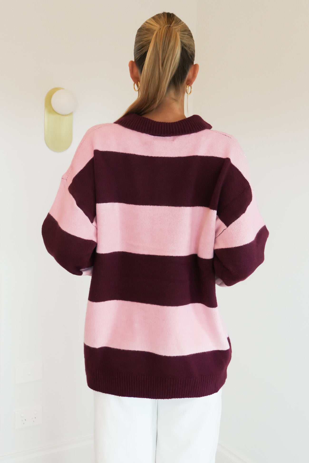 Valentina Rugby Knit Jumper Berry Stripe