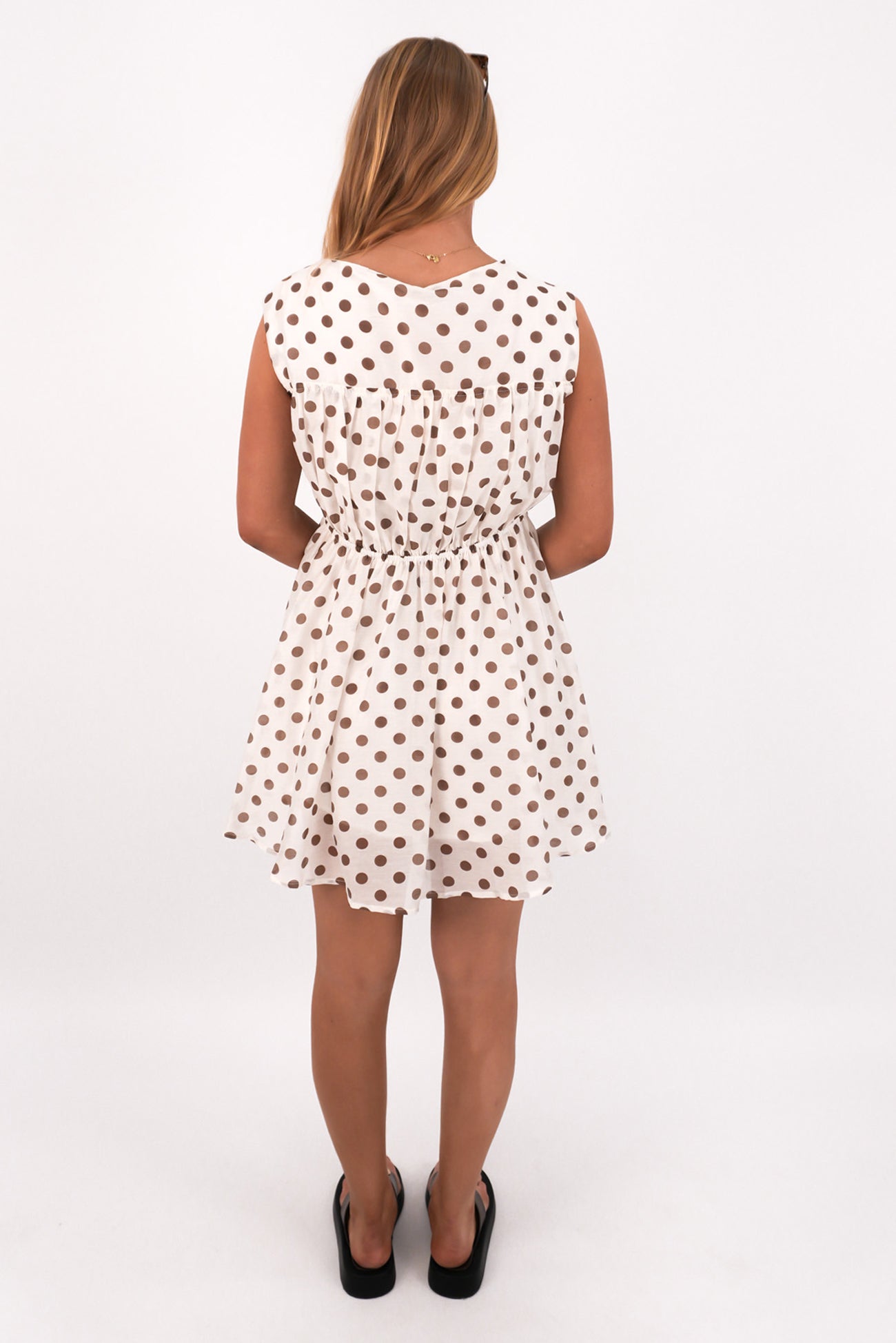 Vienne Mini Dress Cream Polka Dot