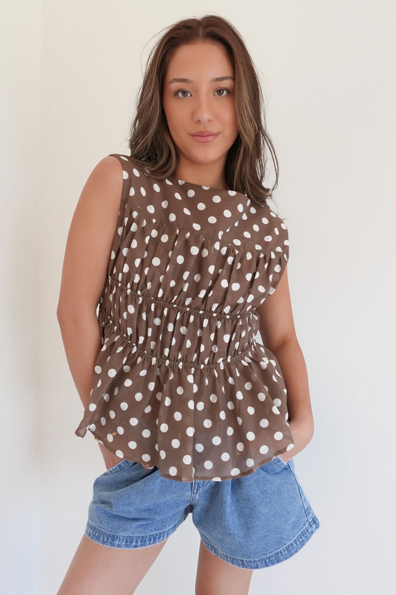 Vienne Top Chocolate Cream Polka Dot