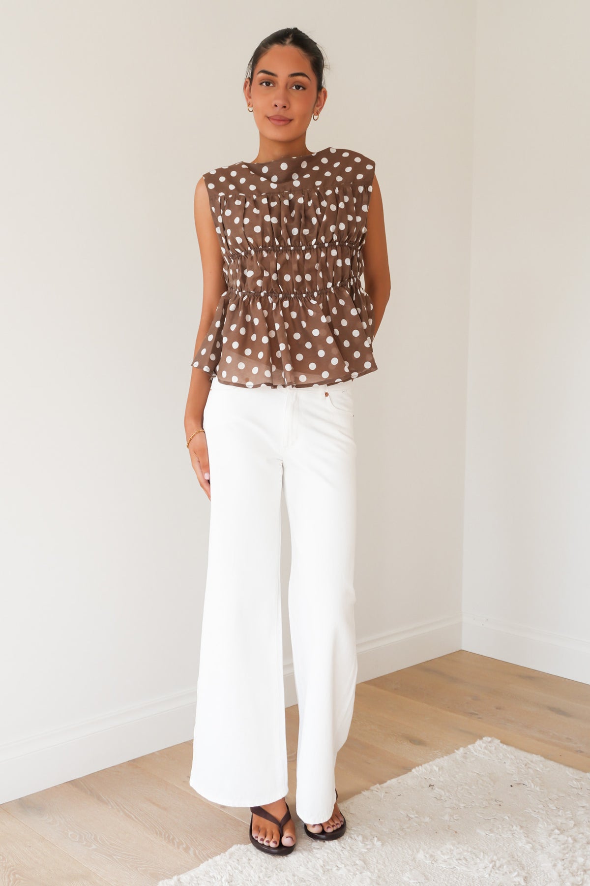 Vienne Top Chocolate Cream Polka Dot