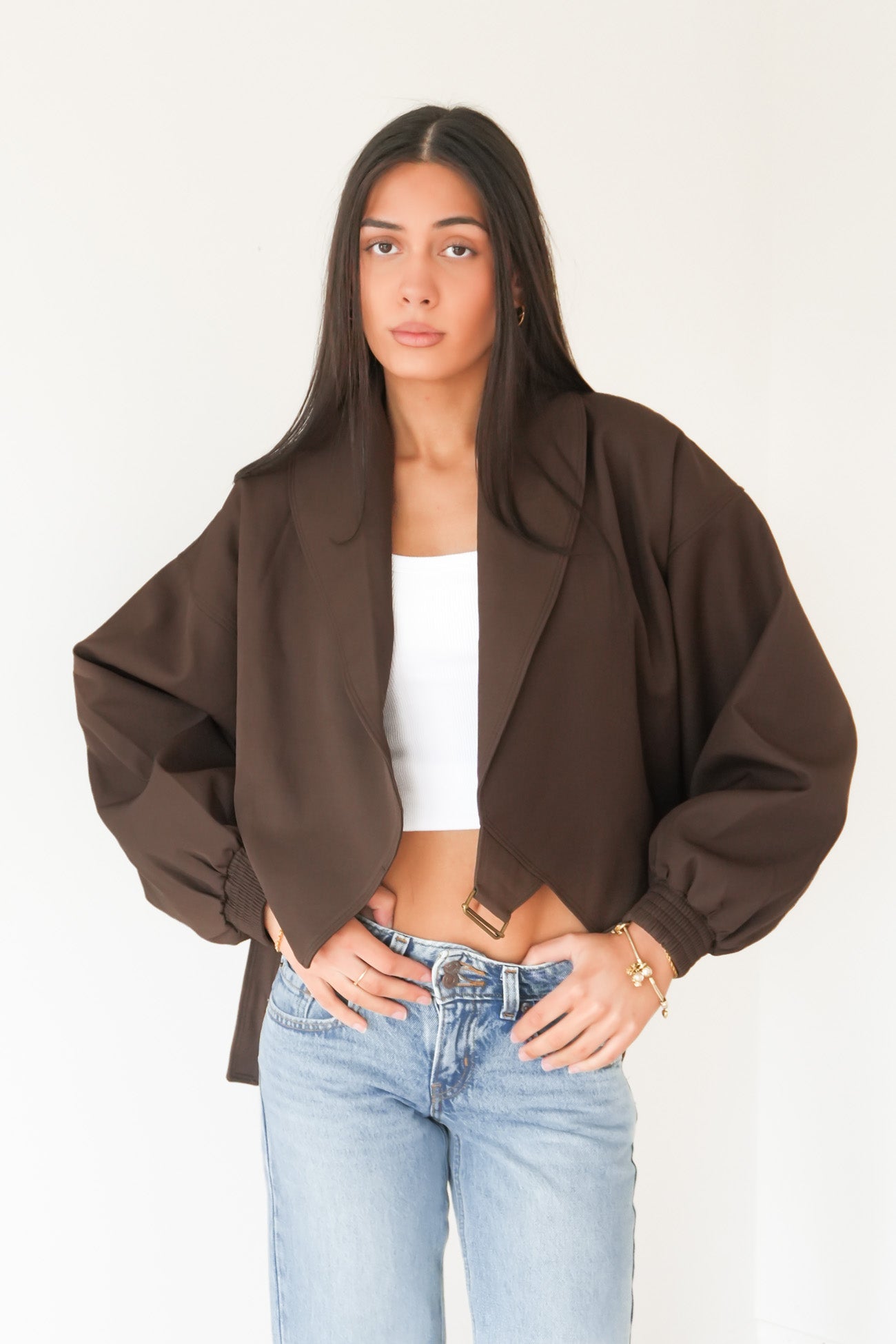 Rachael Buckled Bomber Chocolate