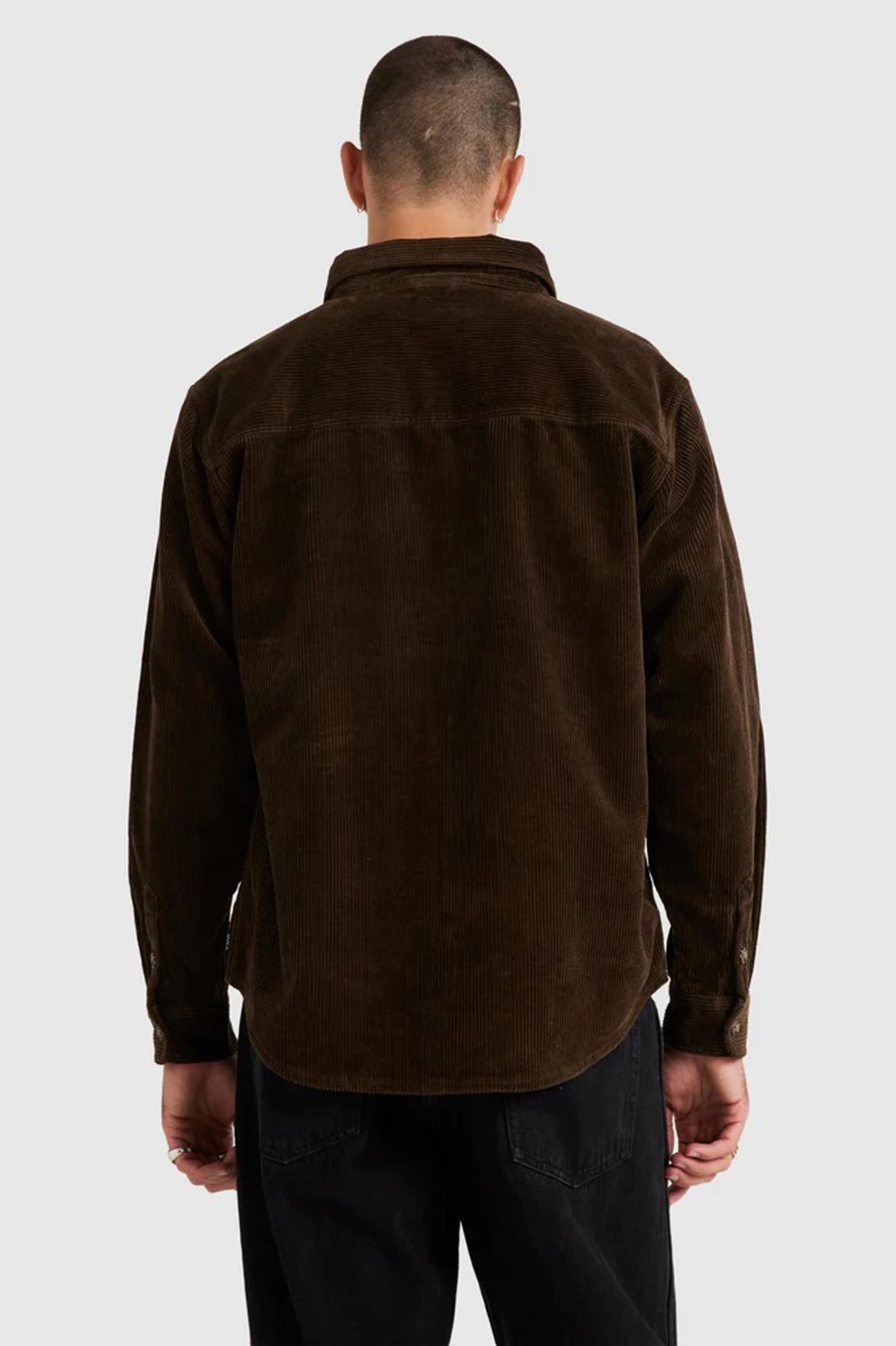 Wide Load Cord Long Sleeve Shirt Chocolate b