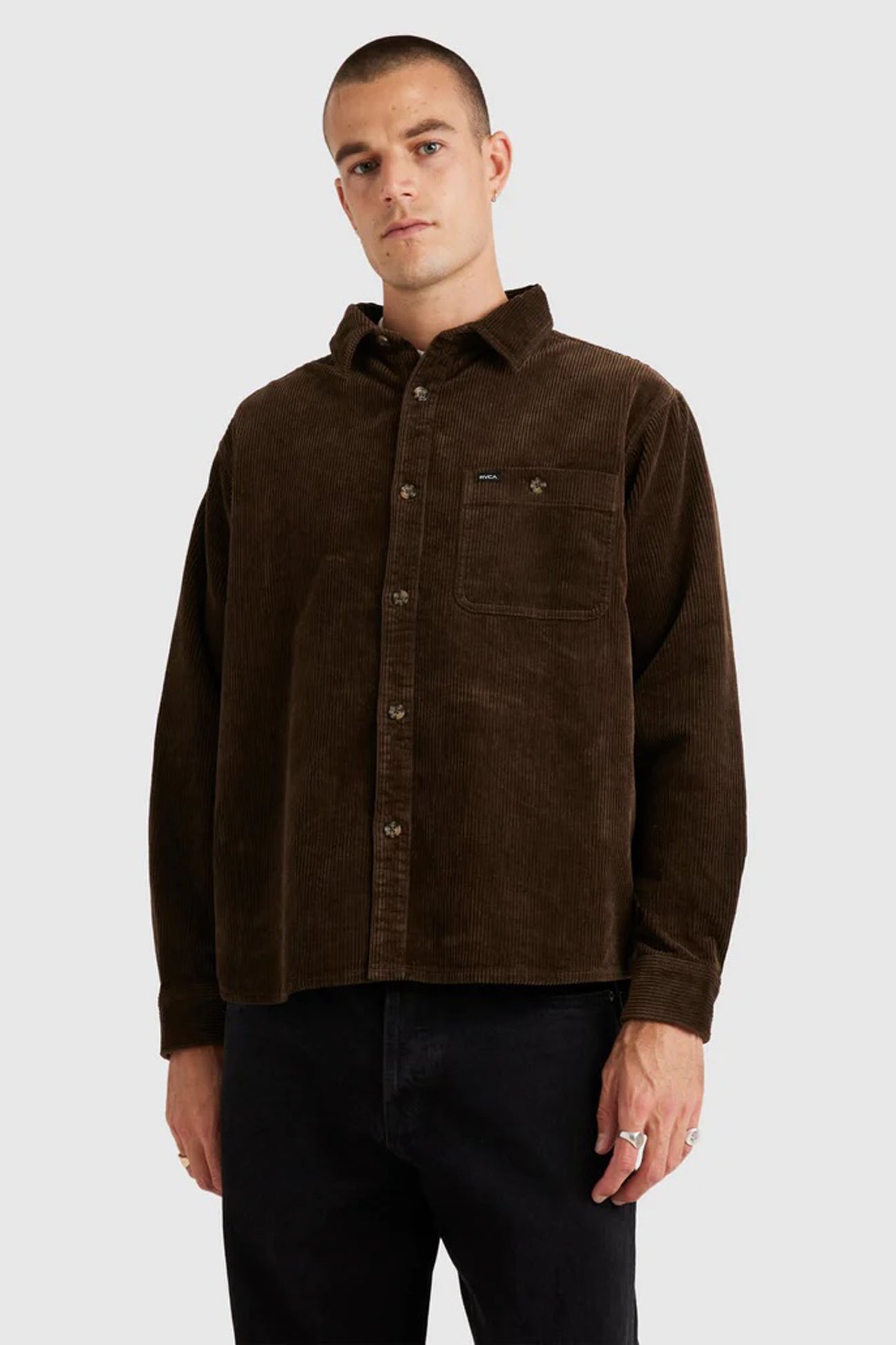 Wide Load Cord Long Sleeve Shirt Chocolate f