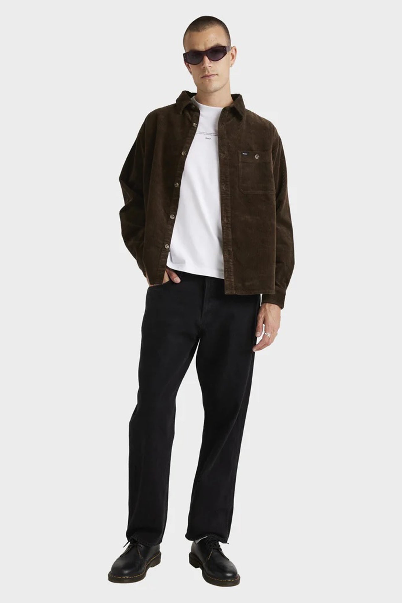 Wide Load Cord Long Sleeve Shirt Chocolate f1