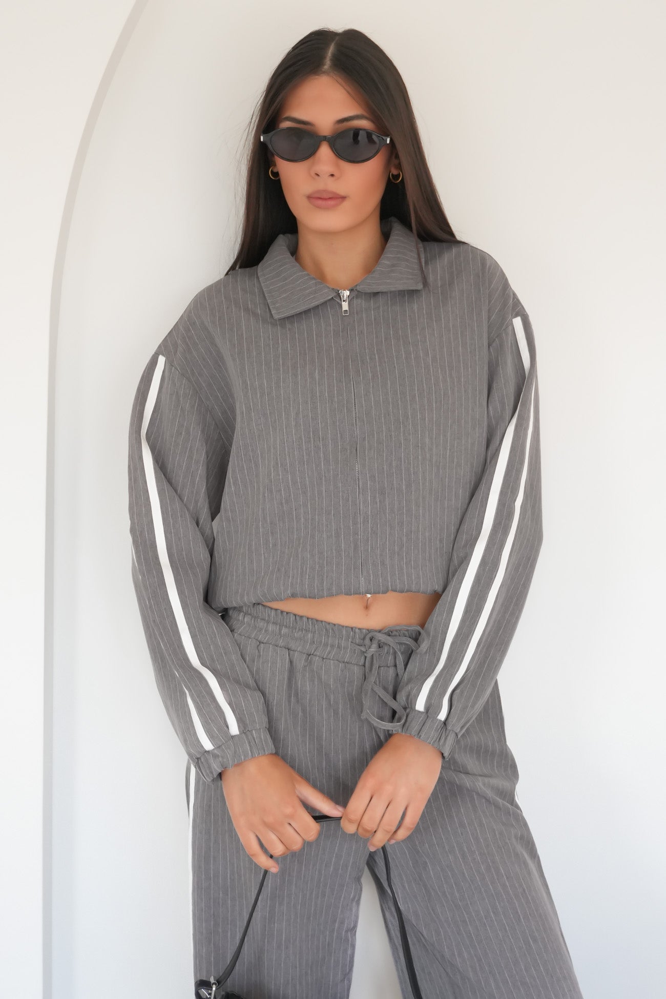 William Jacket Grey Pinstripe