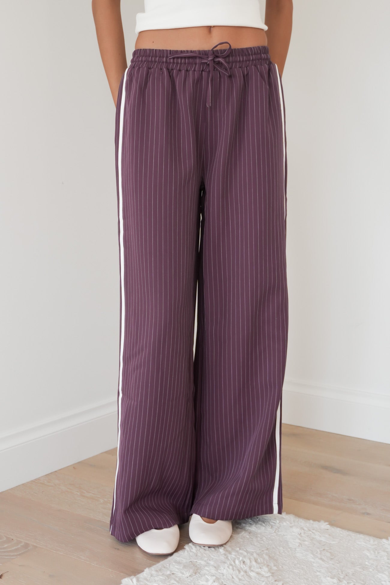 William Pant Plum Pinstripe