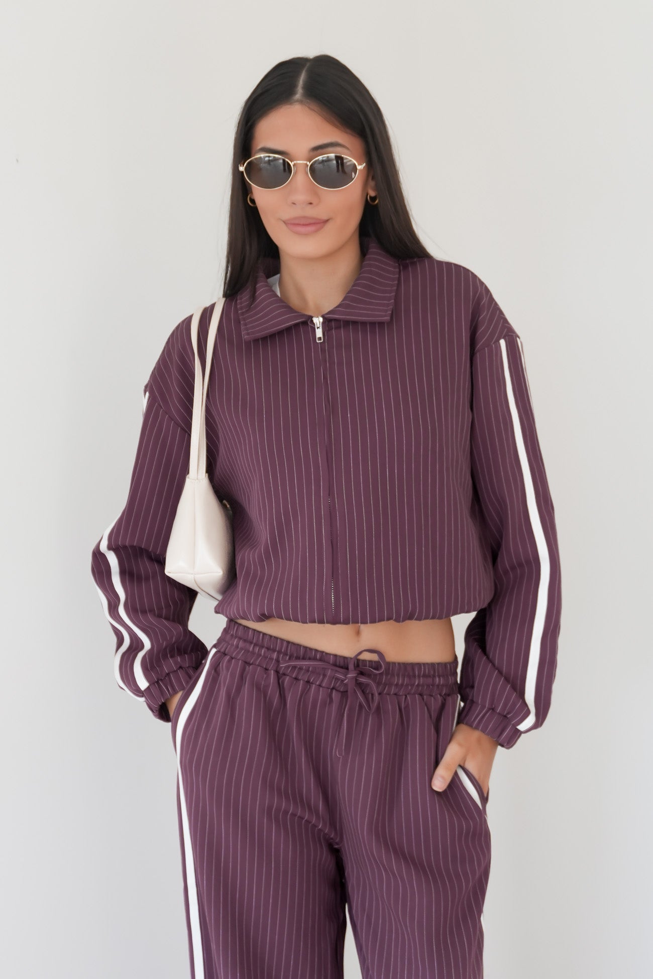 William Jacket Plum Pinstripe