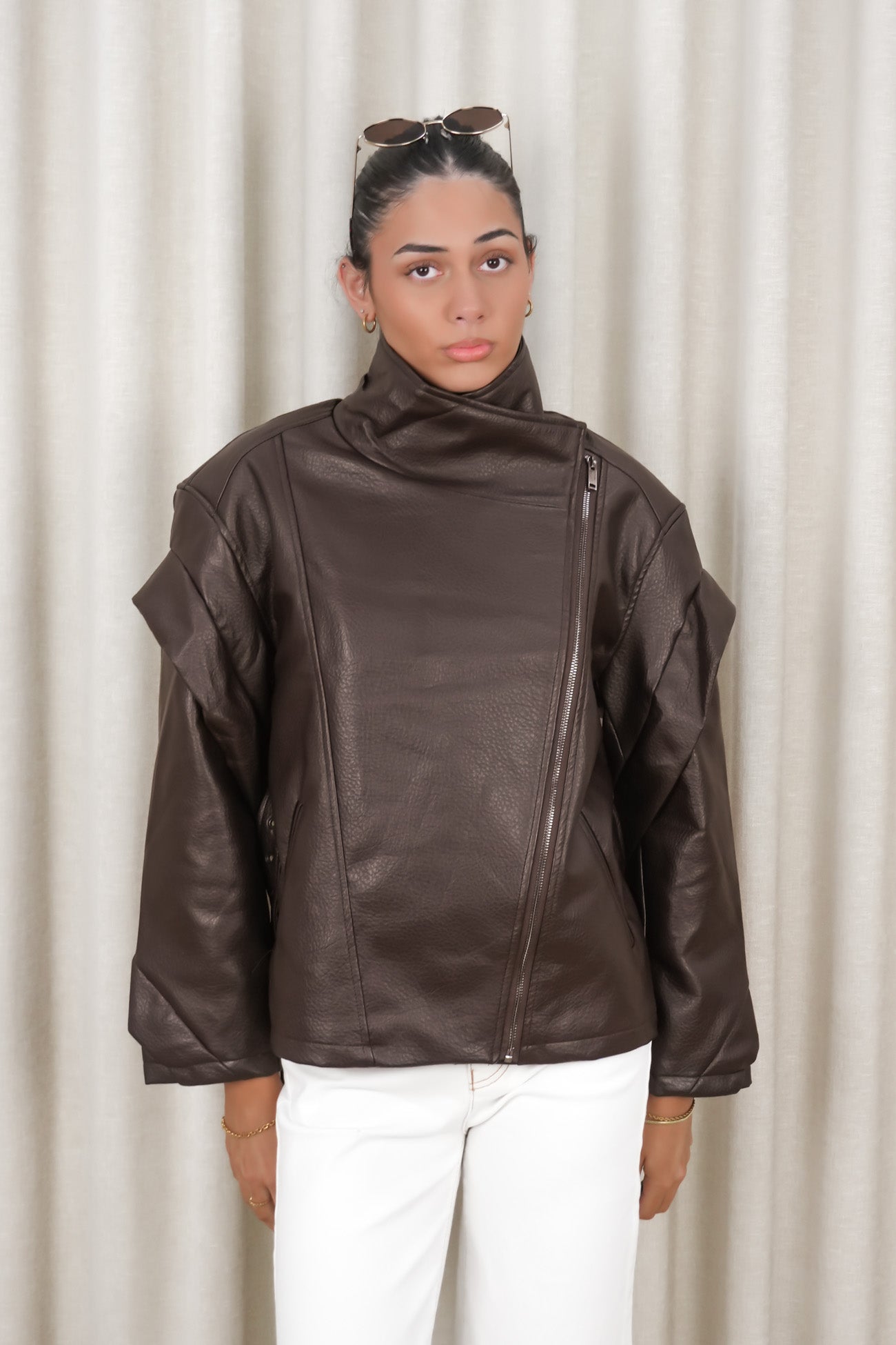 Xander Pleather Jacket Chocolate