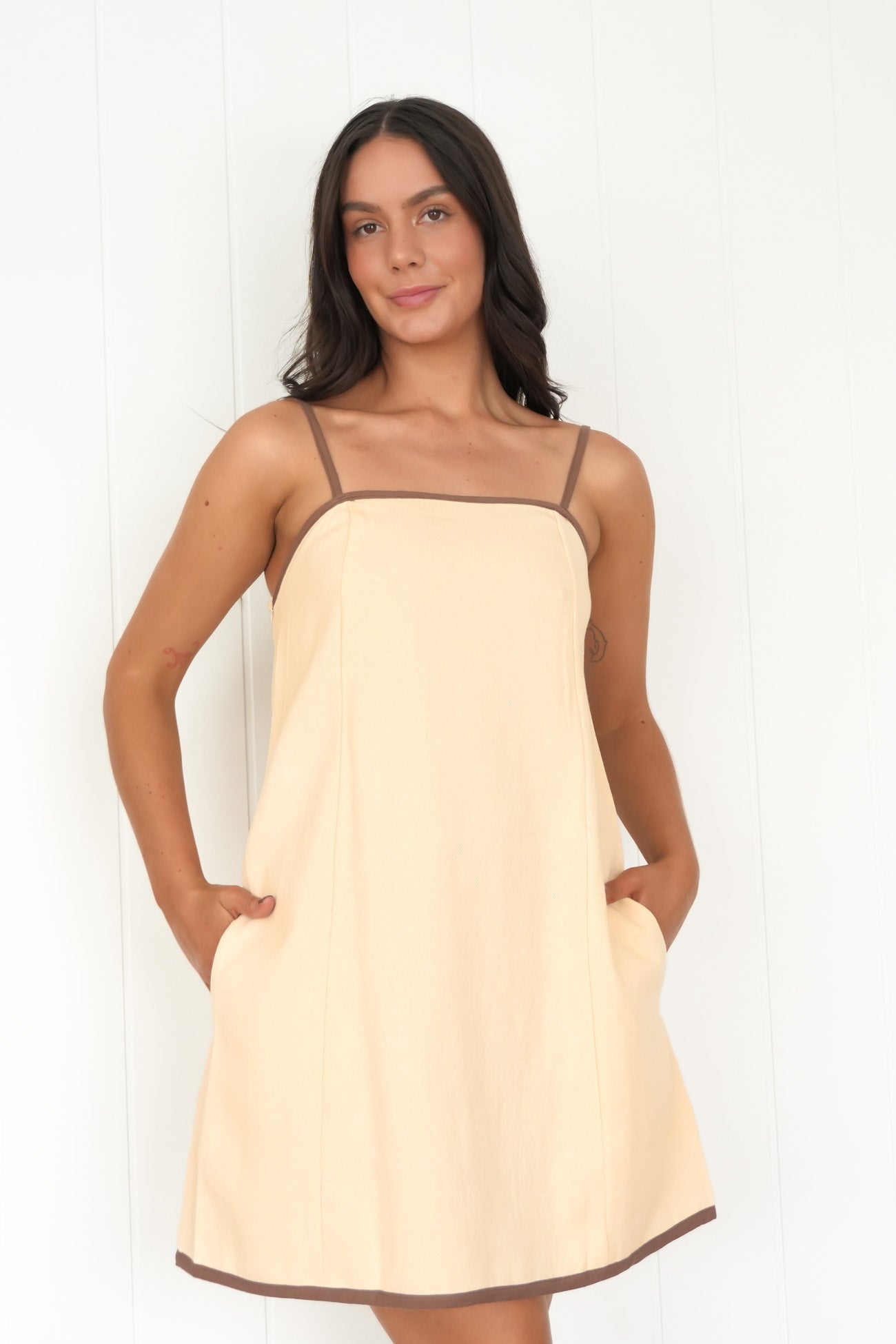 Xave Denim Mini Dress Beige