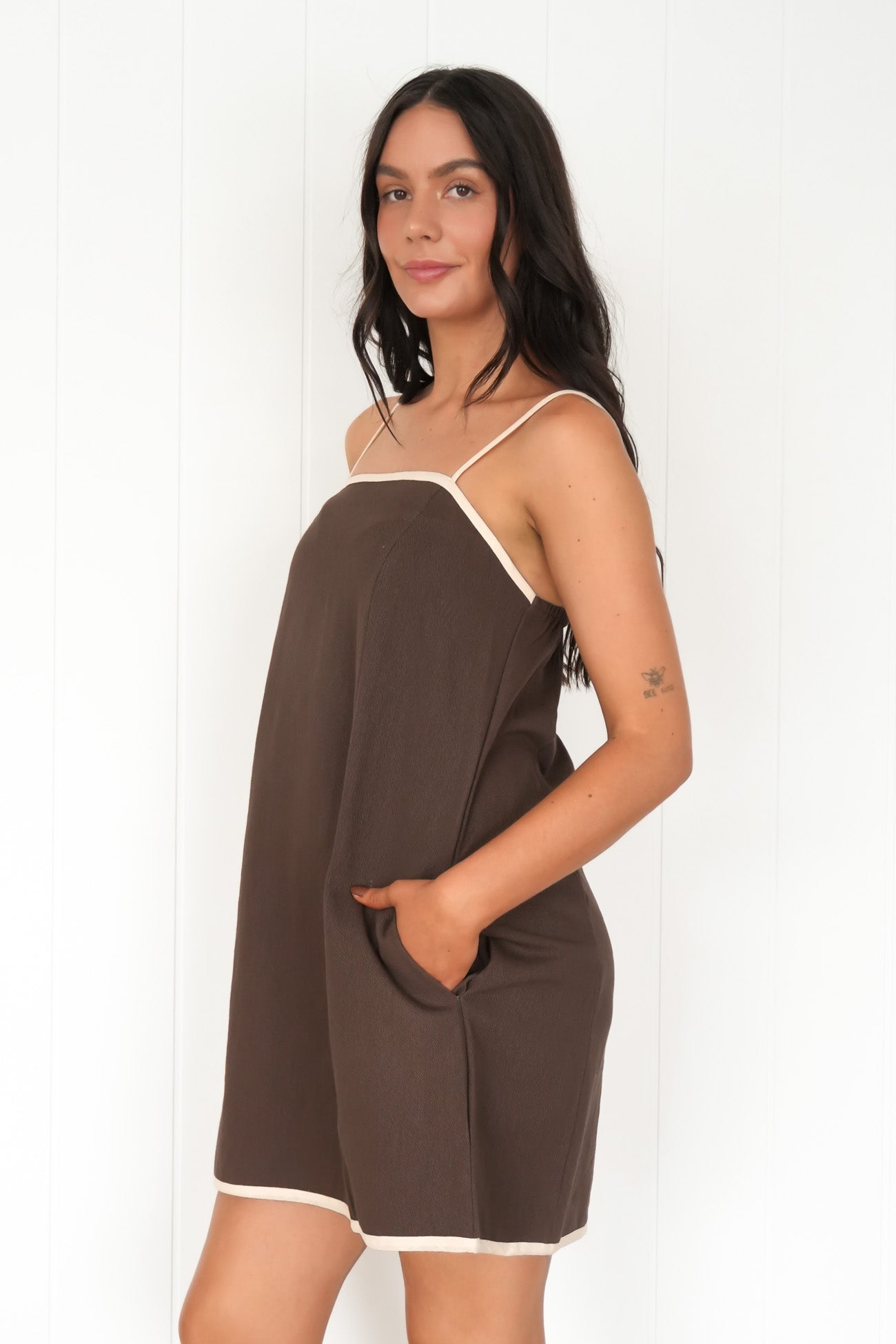 Xave Denim Mini Dress Chocolate