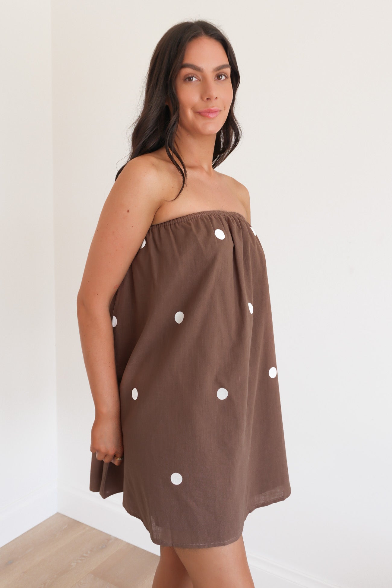 Xyla Mini Dress Chocolate Polka Dot