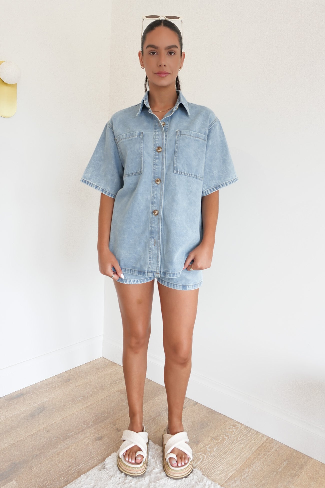 Xylia Denim Set Light Blue Acid Wash