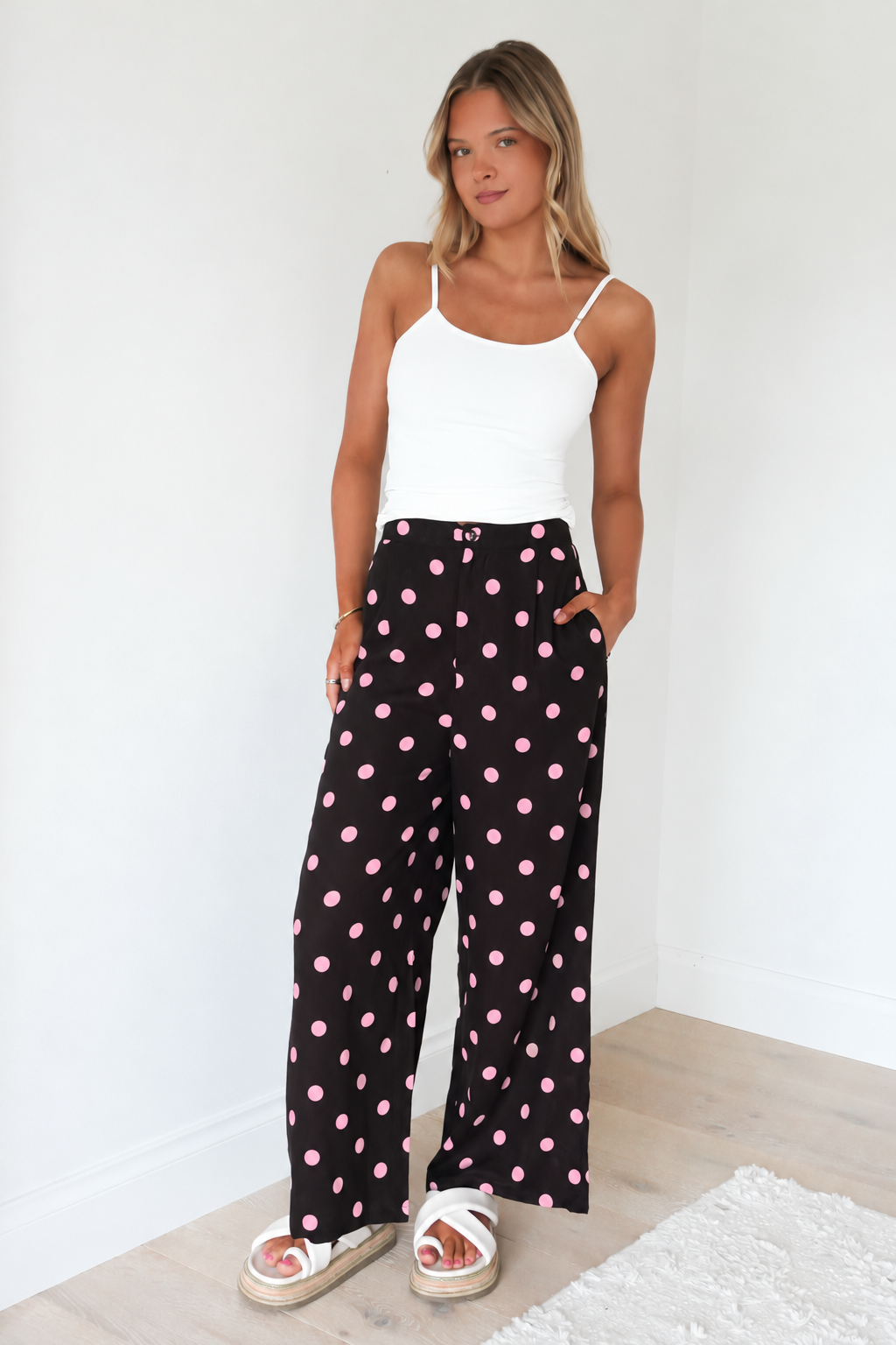 Zander Pant Pink Chocolate Polka Dot