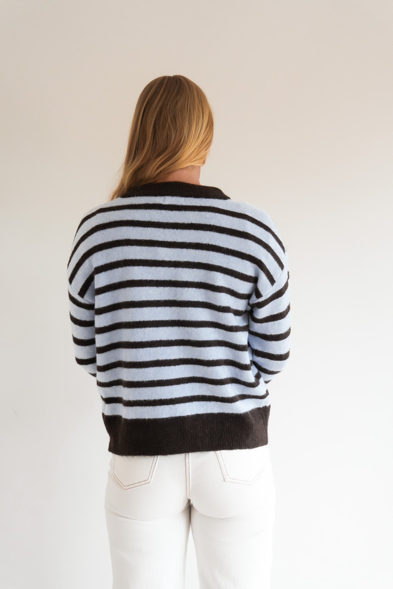 Zara Knit Cardigan Blue Stripe