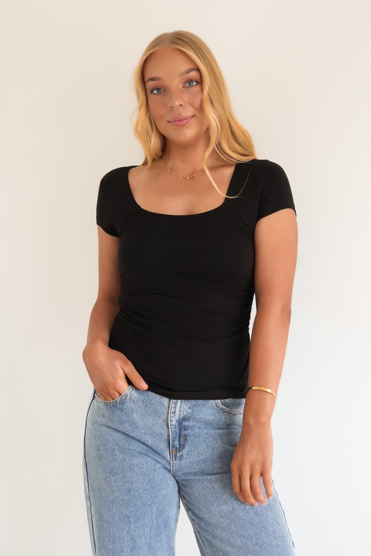 Zoe Short Sleeve Top Black