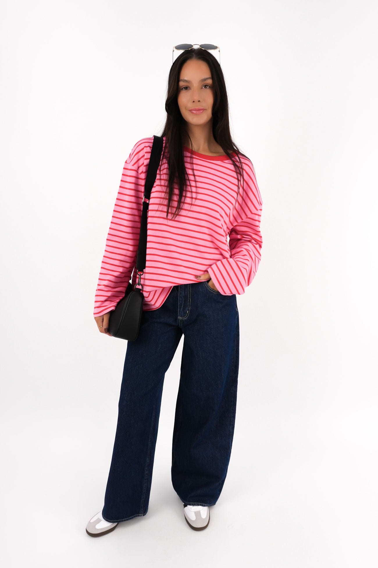 Zora Long Sleeve Tee Pink Stripe f66