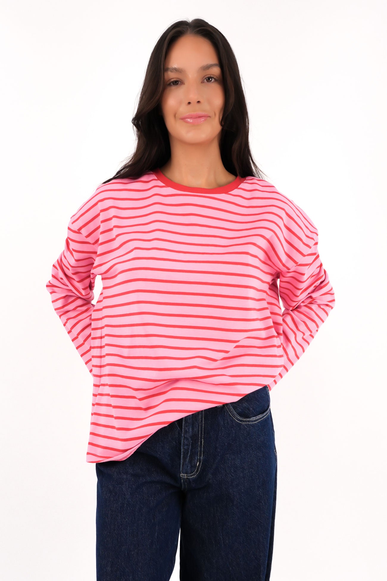 Zora Long Sleeve Tee Pink Stripe ff