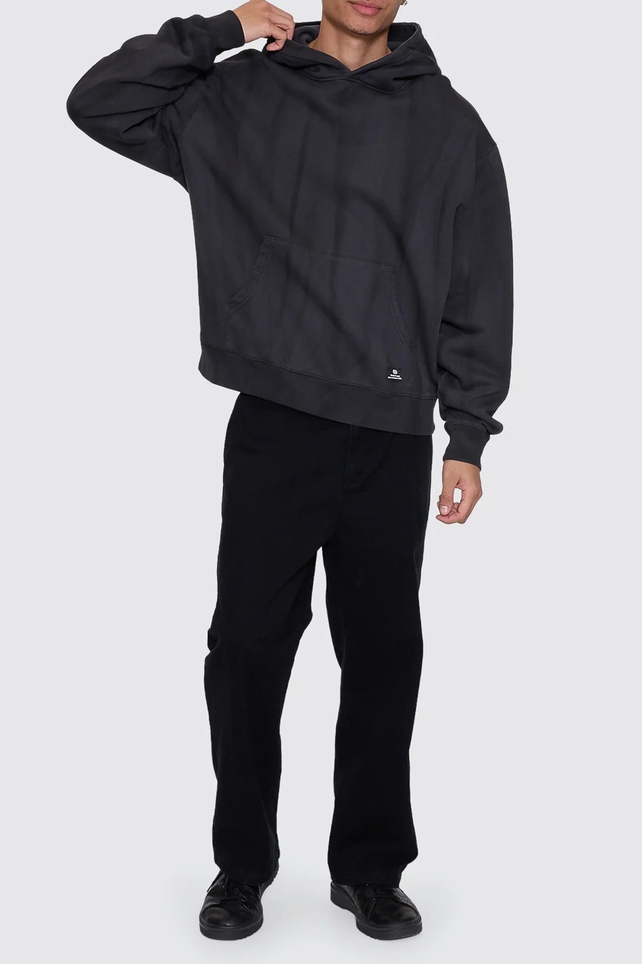 Arts & Industrial Slouch Pull On Cropped Hood Sunfade Bleach Dark Charcoal