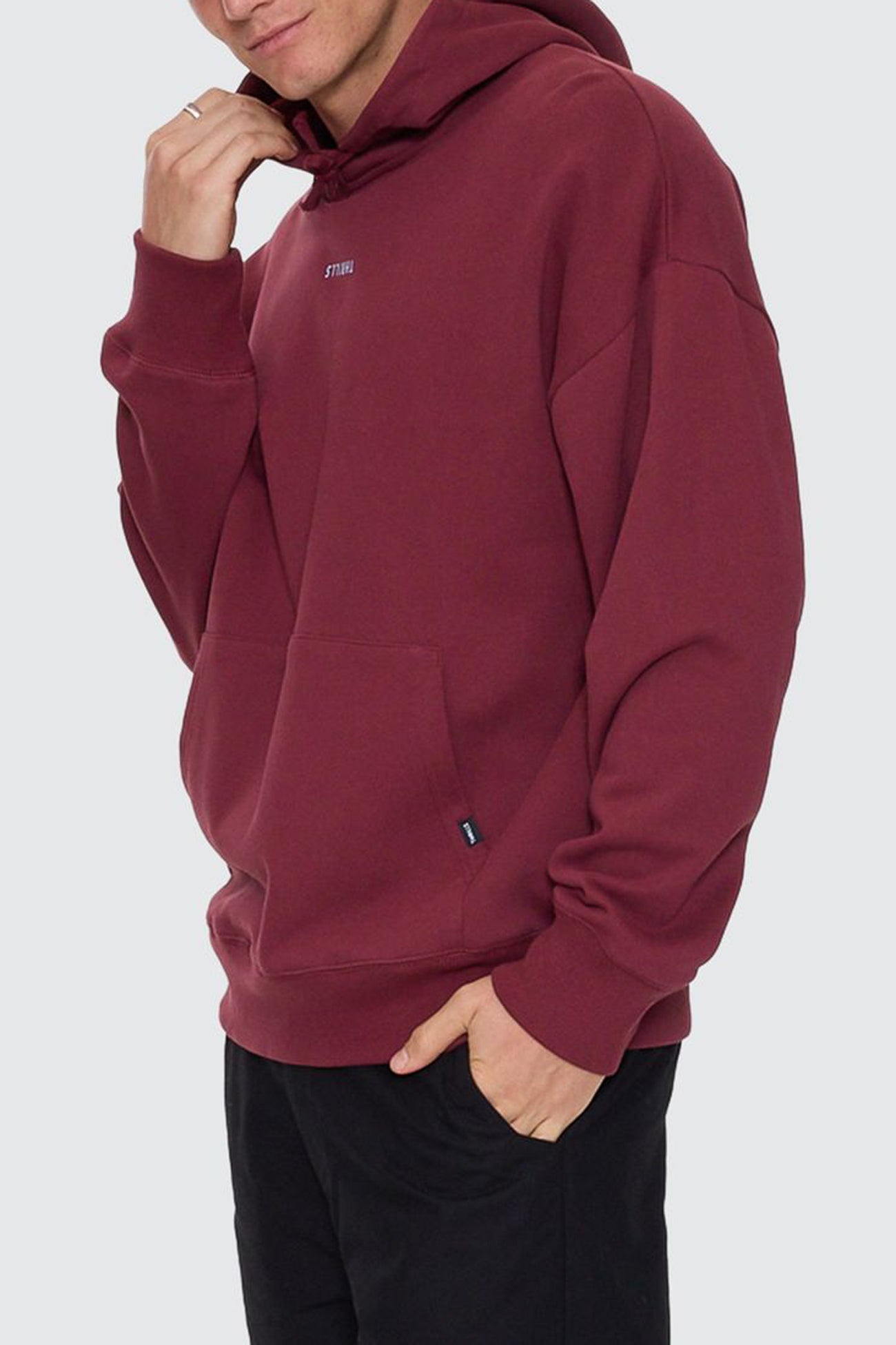 Minimal Thrills Slouch Pull On Hood New Maroon