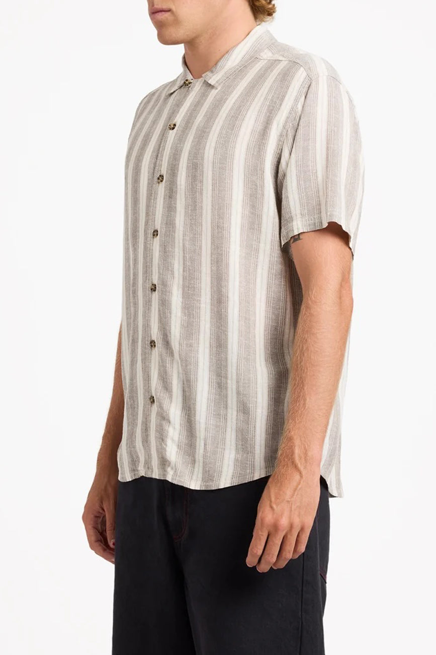 Beat Stripe Short Sleeve Shirt Mushroom