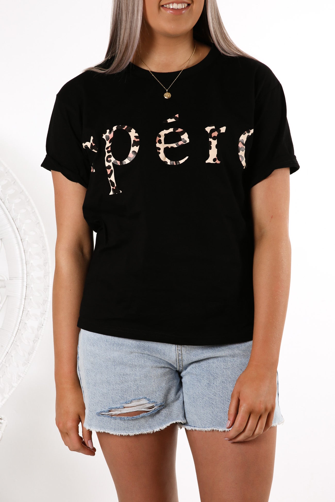 JJ Leopard Printed Tee Black