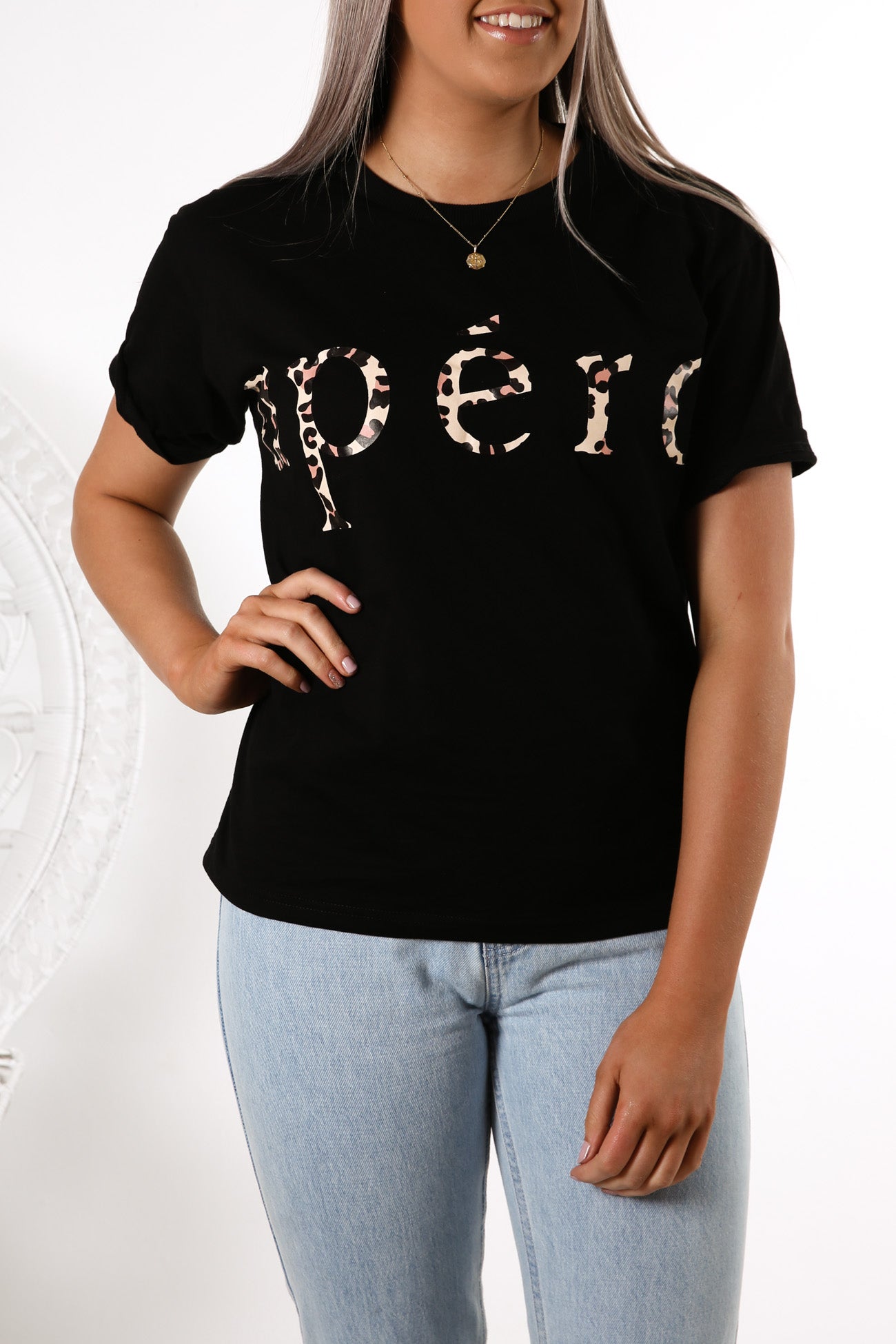 JJ Leopard Printed Tee Black
