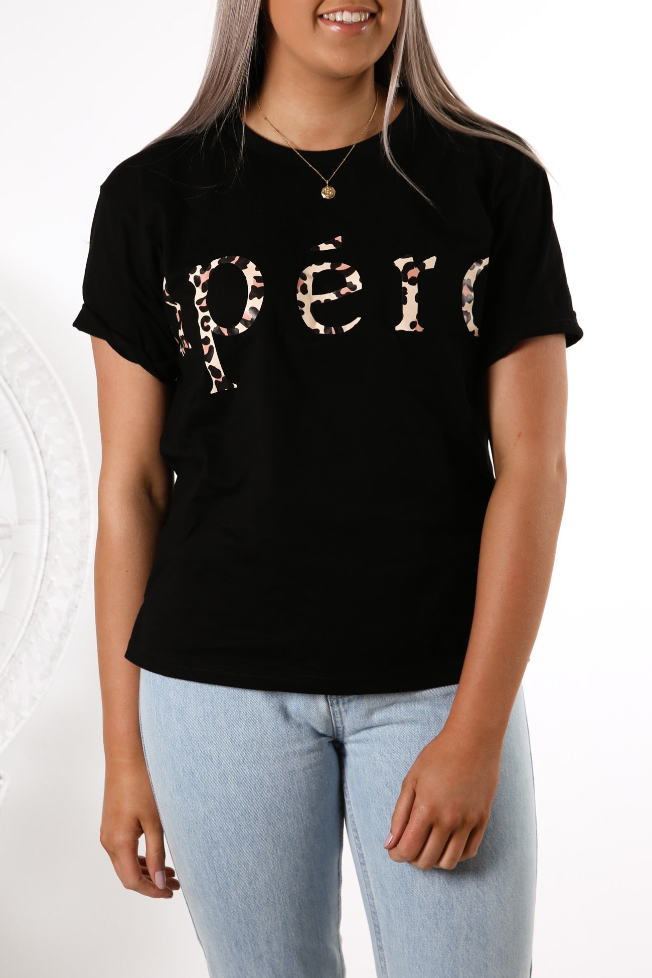 JJ Leopard Printed Tee Black