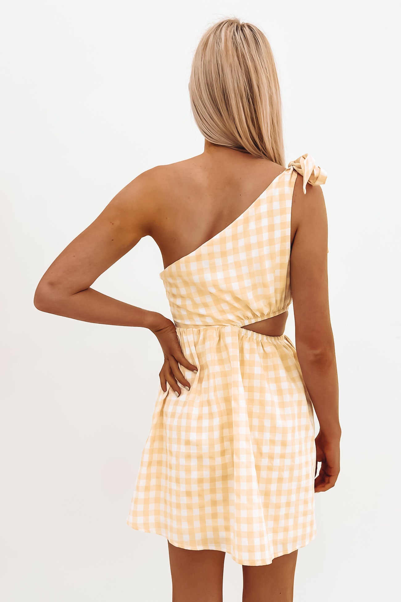 Adora Mini Dress Beige Gingham
