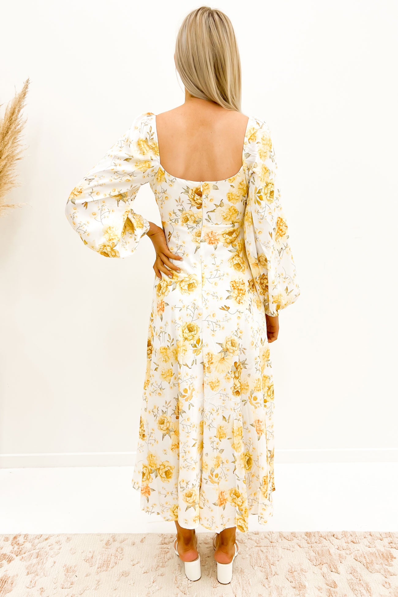 Airlie Midi Dress Floral Yellow
