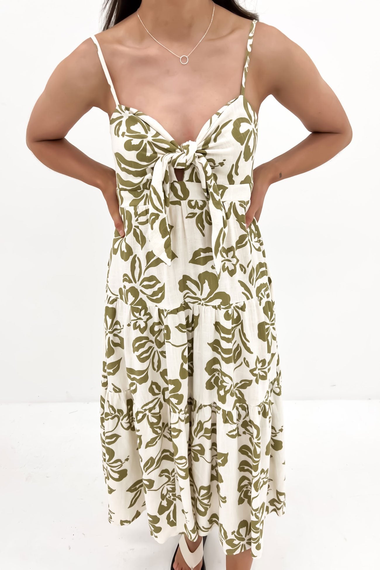 Alyce Midi Dress Cream Green