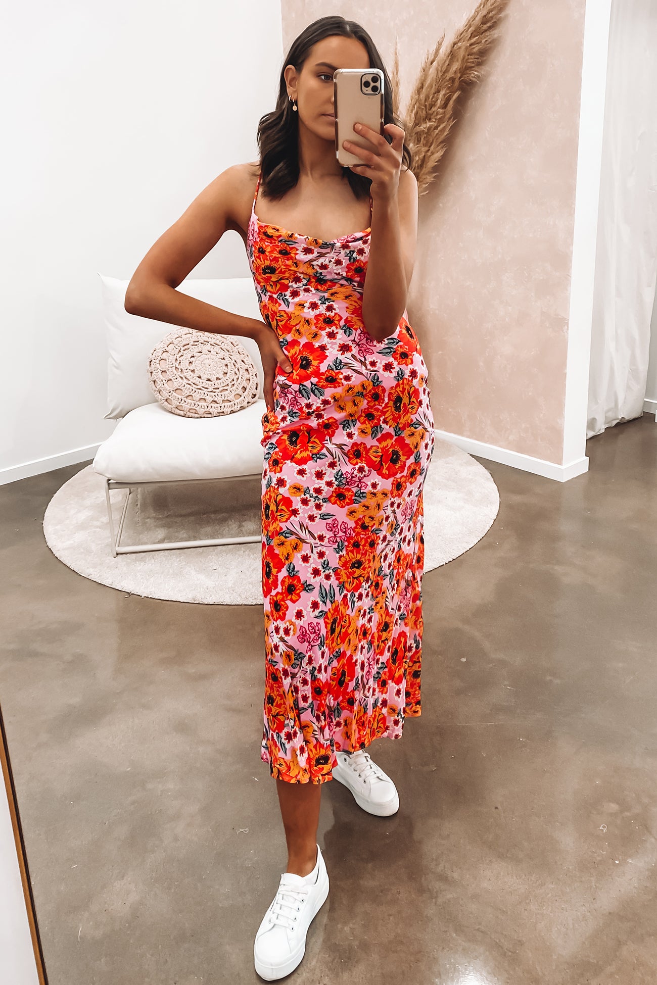 Angelica Midi Dress Pink Floral