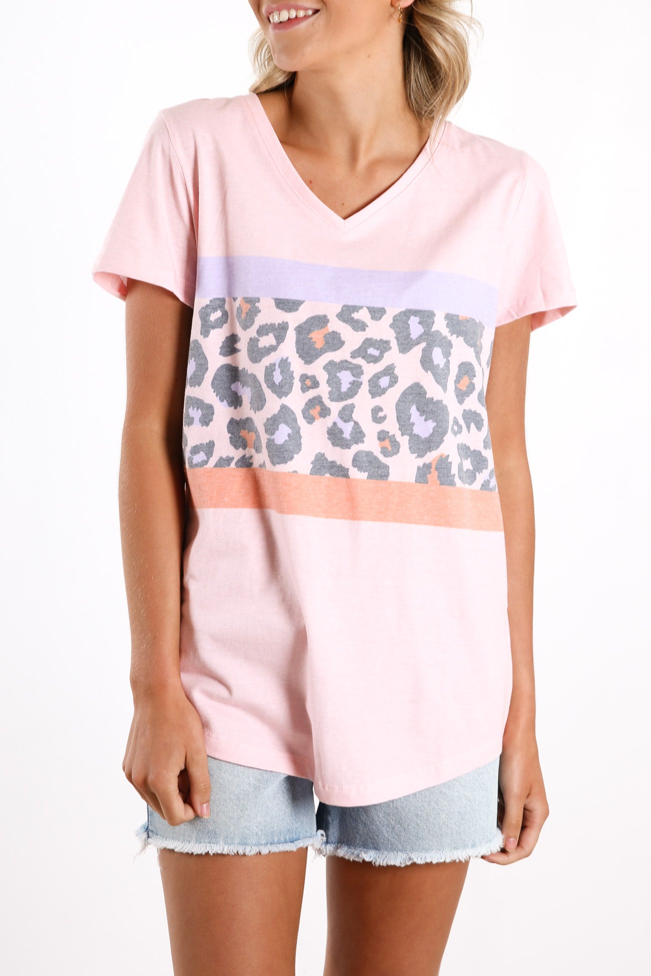 Animal Panel Tee Pink Tint